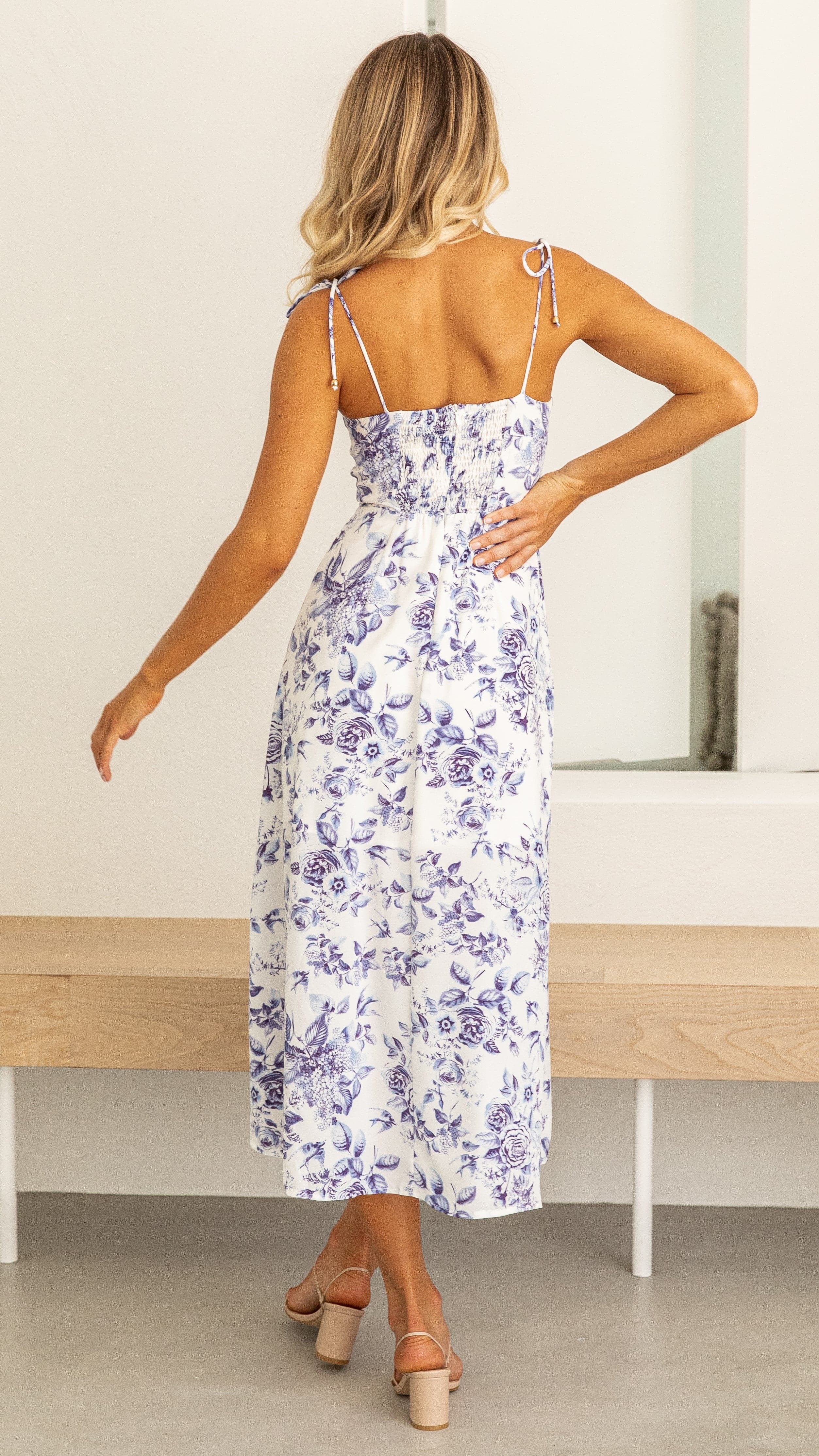 Laury Midi Dress - Blue Floral