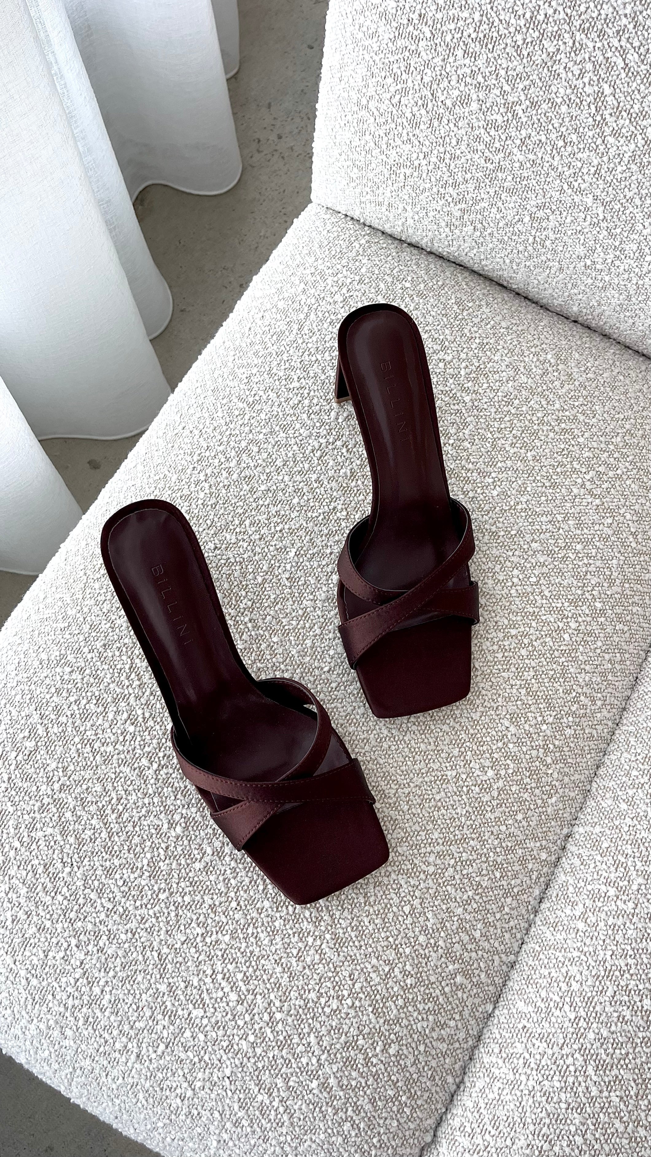 Kelsie Heels - Espresso Satin