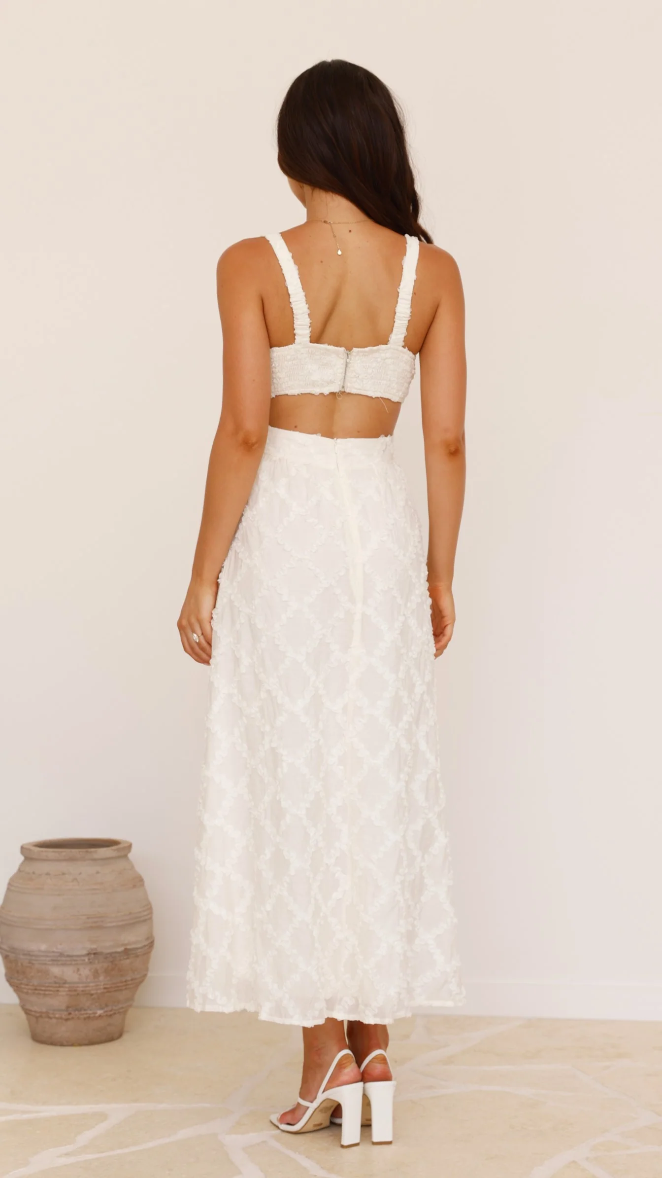 Jenny Side Cut Midi Dress - Cream