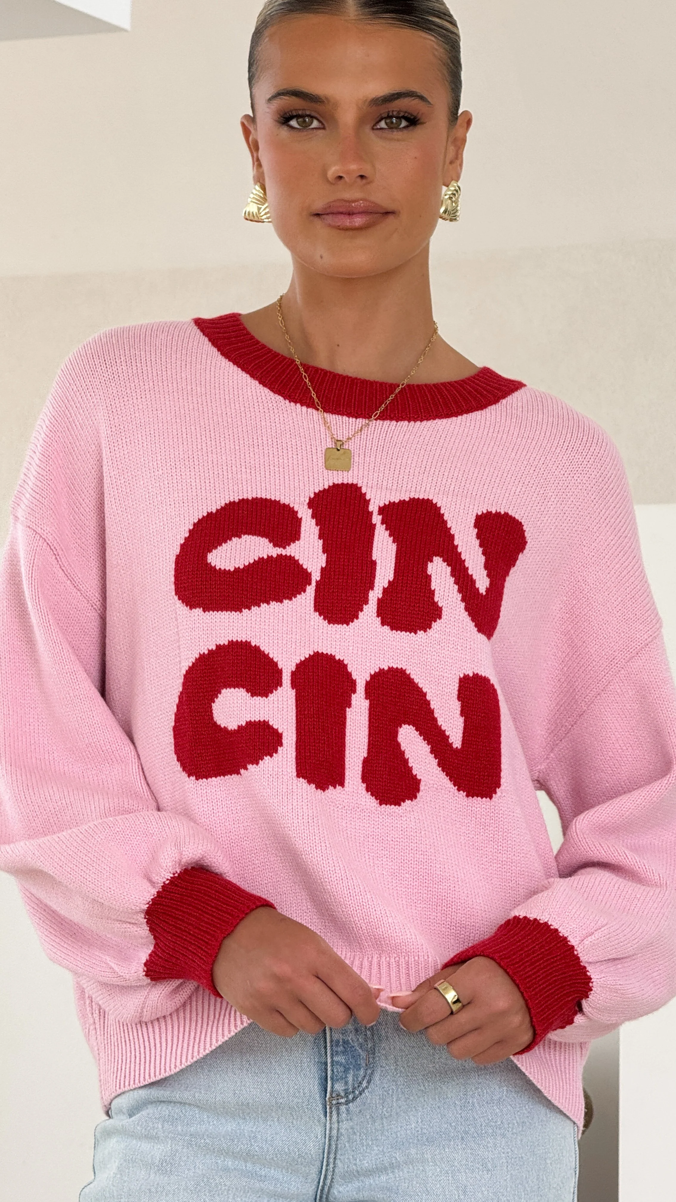 Cin Cin Sweater - Pink / Red