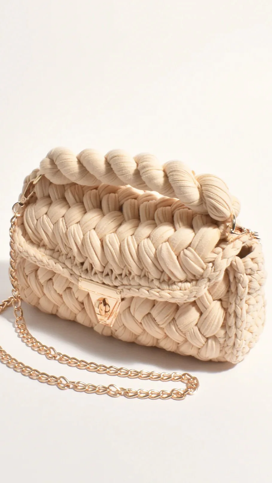 Annabel Chunky Plaited Handbag - Cream