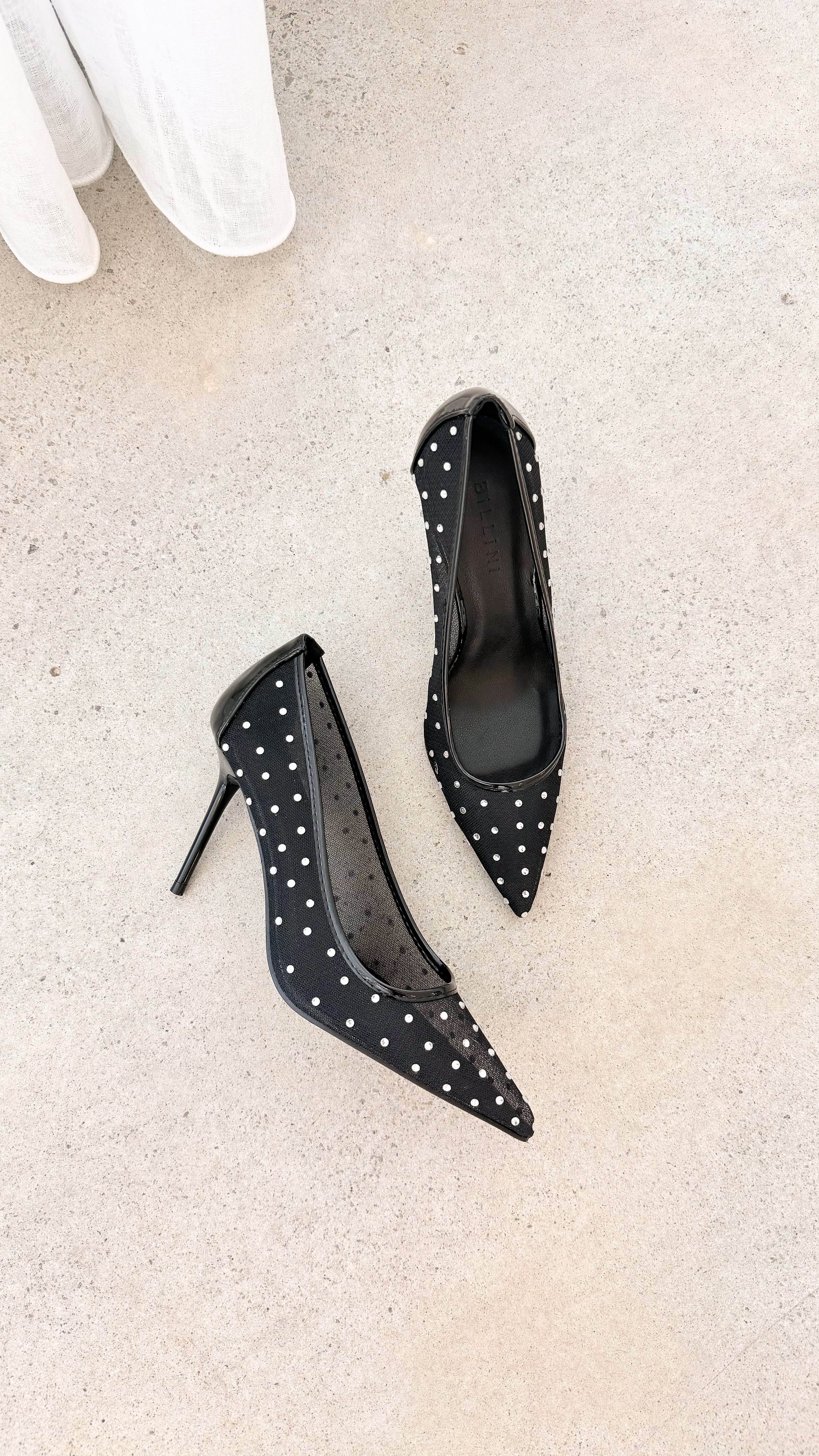 Lee Heels - Black Mesh Diamante