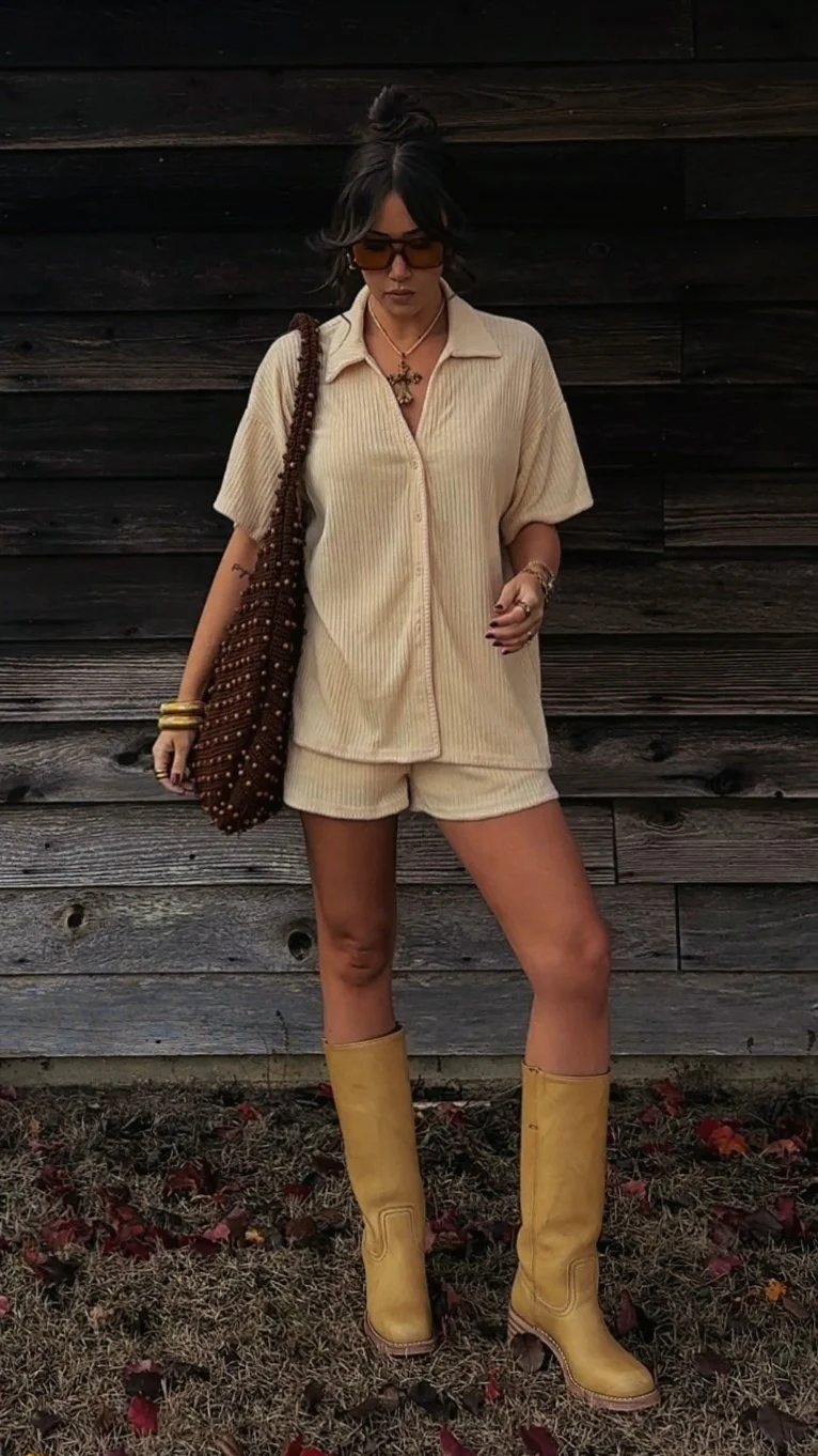 Eden Knit Top and Shorts Set - Yellow