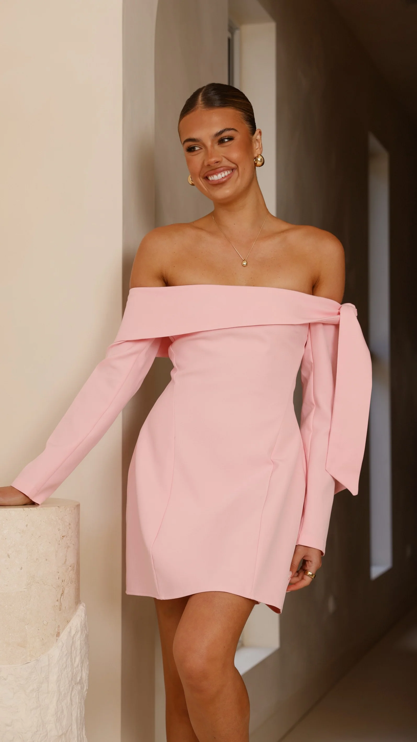 Halen Long Sleeve Mini Dress - Pink