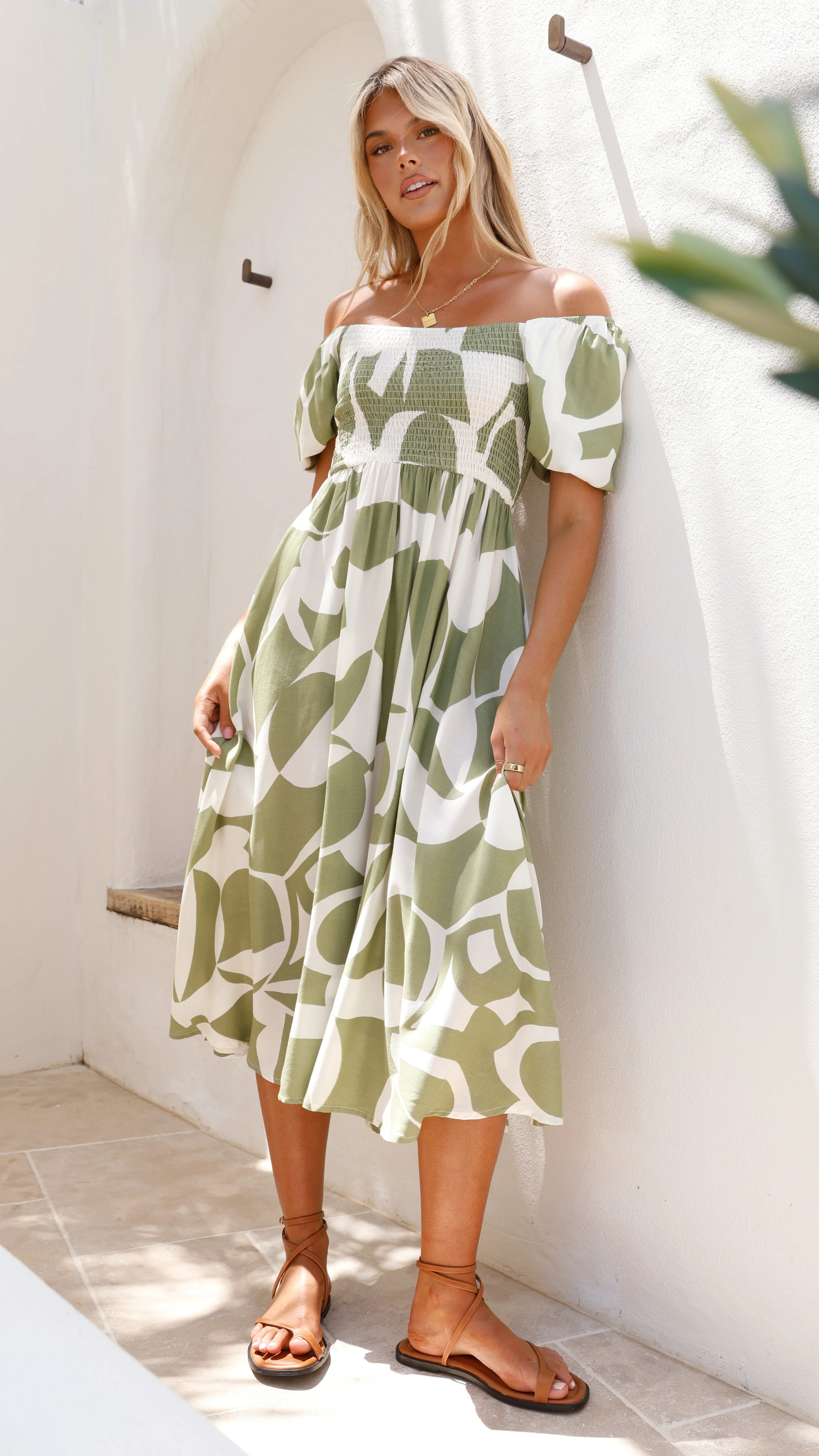 Ilene Midi Dress - Sage Print