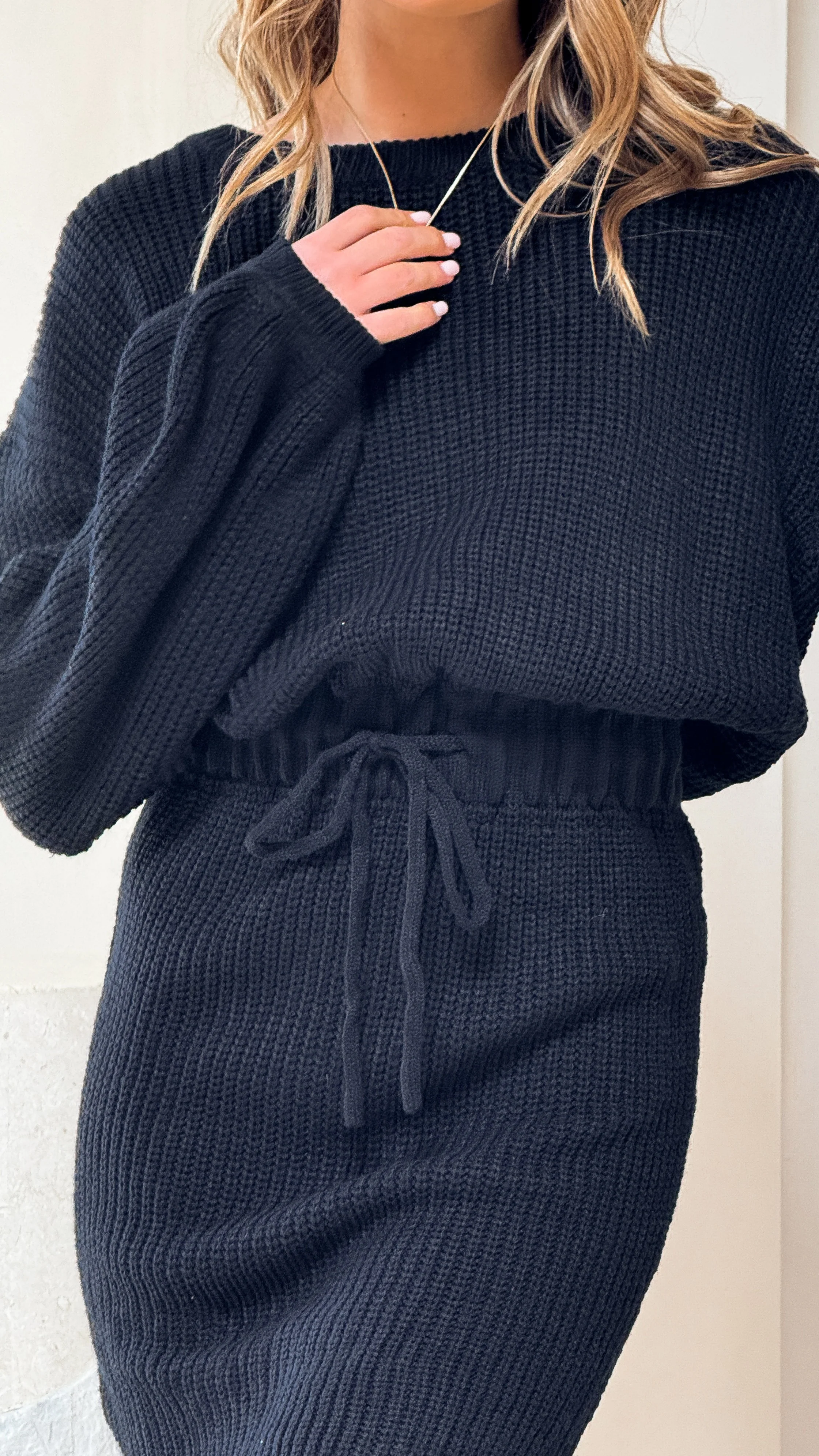 Feya Knit Mini Dress - Black