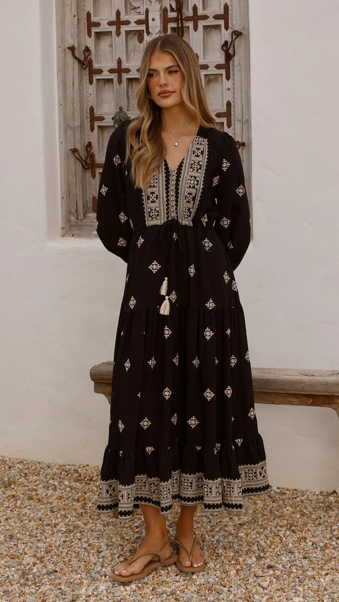 Ellarose Maxi Dress - Black/Beige