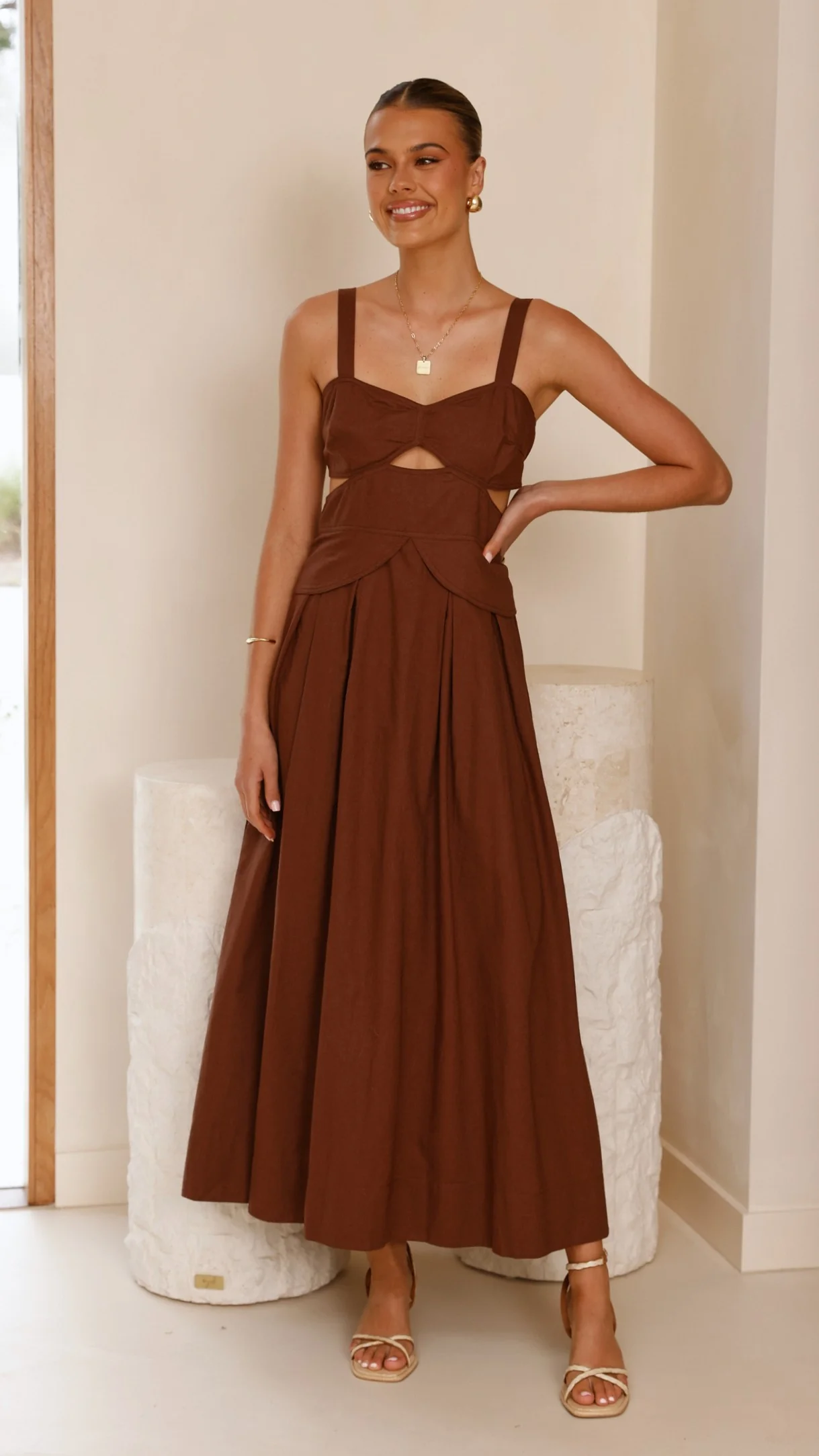 Harleigh Midi Dress - Brown