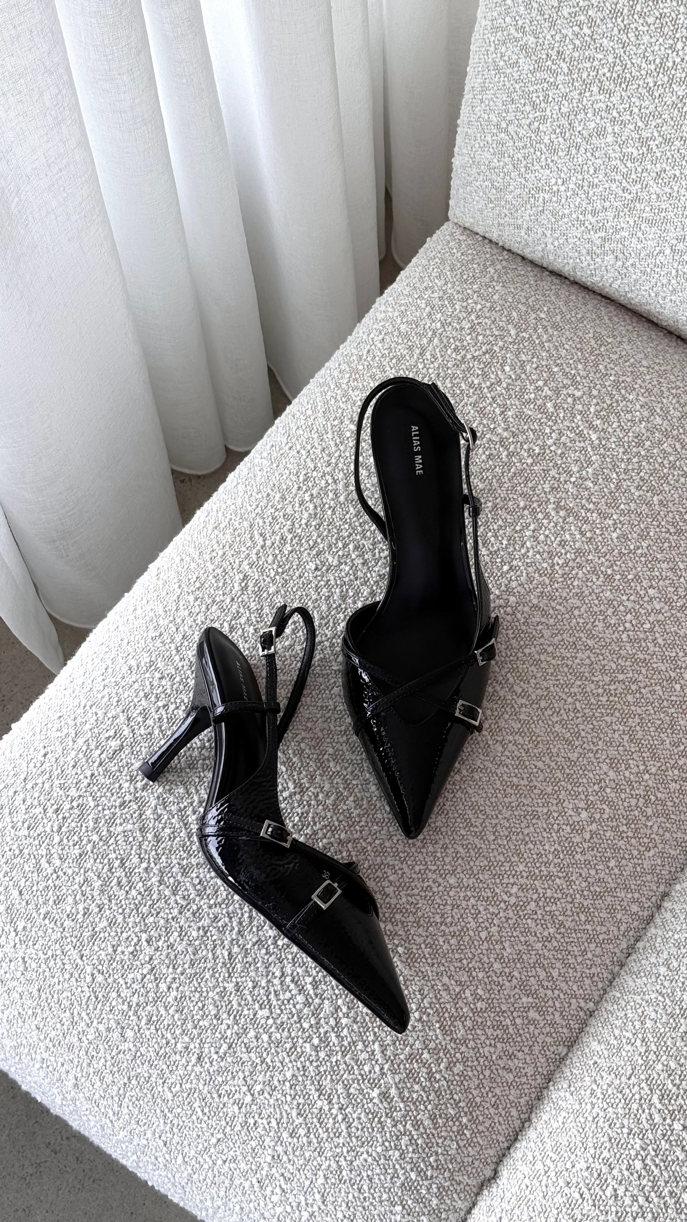 Faith Heel - Black Crinkle Patent