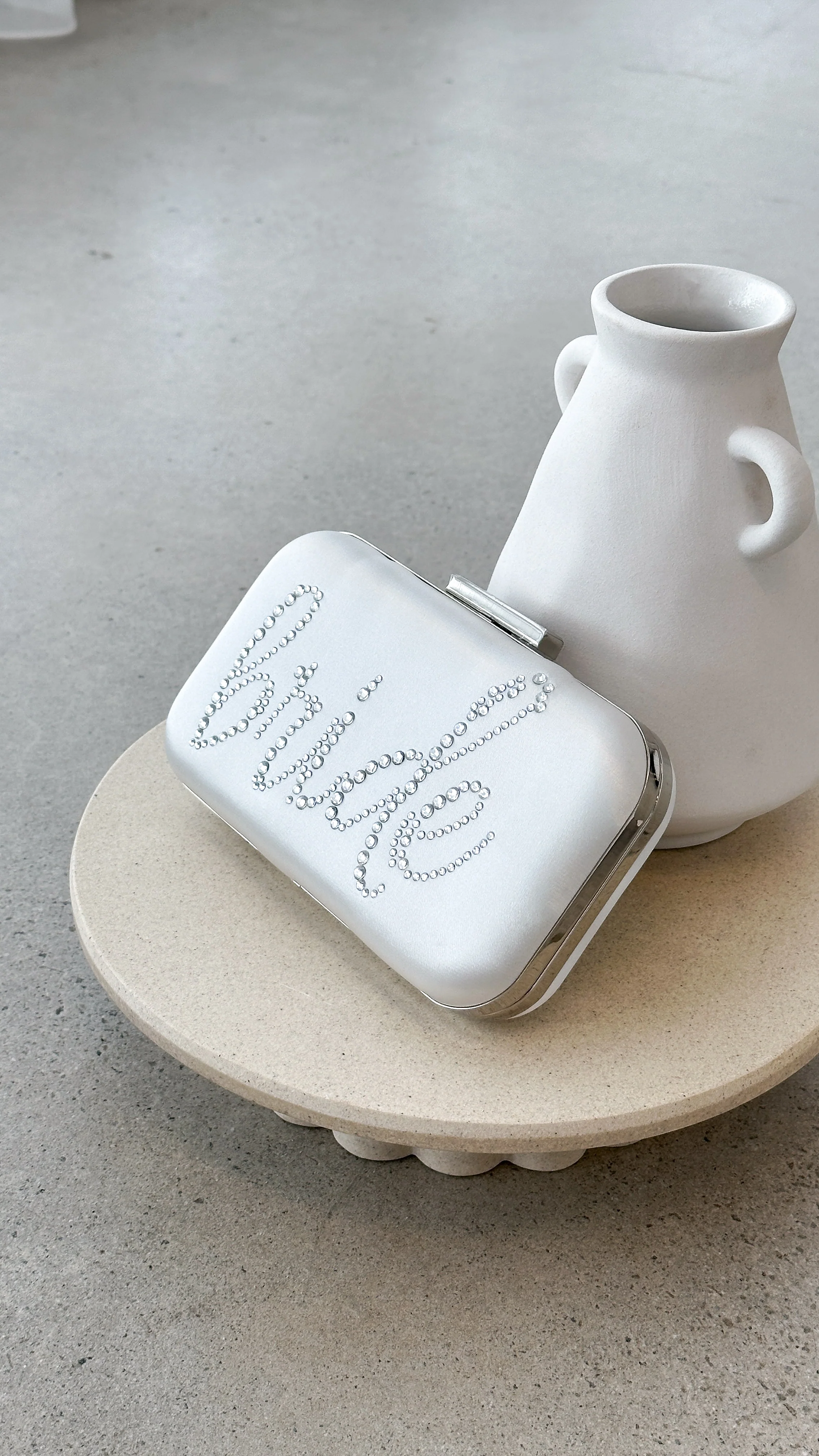 Bride To Be Satin Clutch - Silver