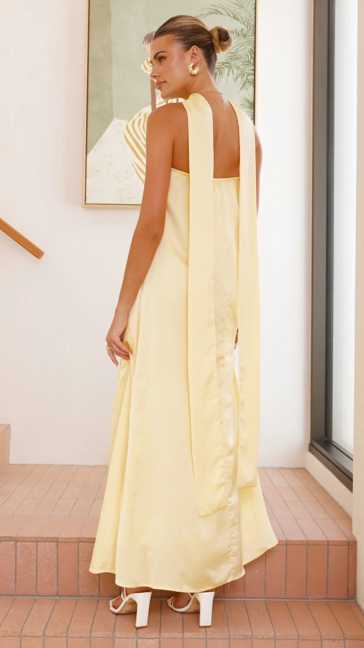 Caitie Strapless Scarf Maxi Dress - Yellow