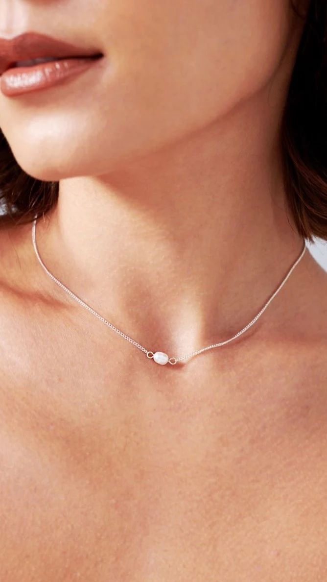 Kimmy Necklace - Silver/Pearl