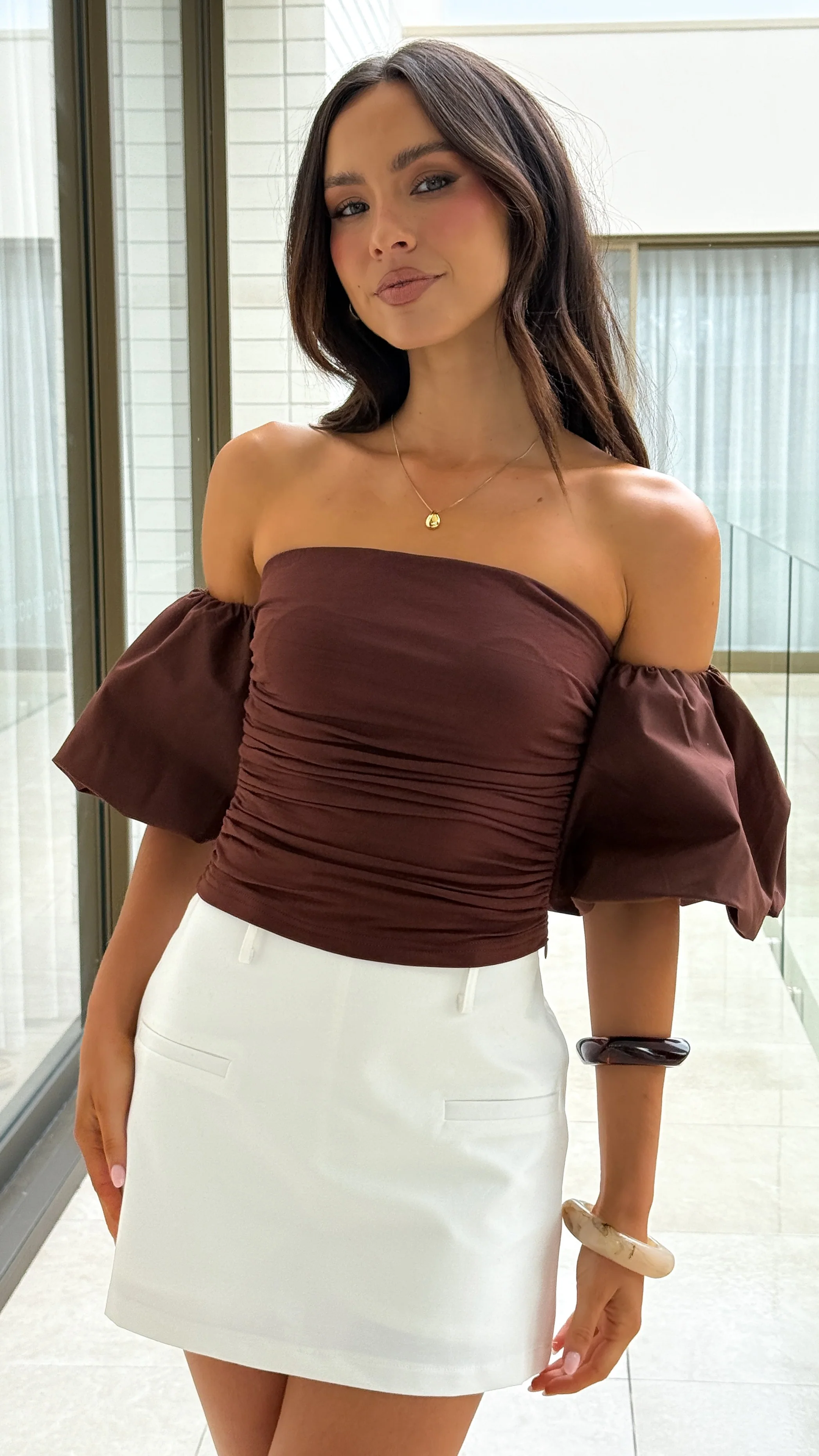 Florence Crop Top - Brown