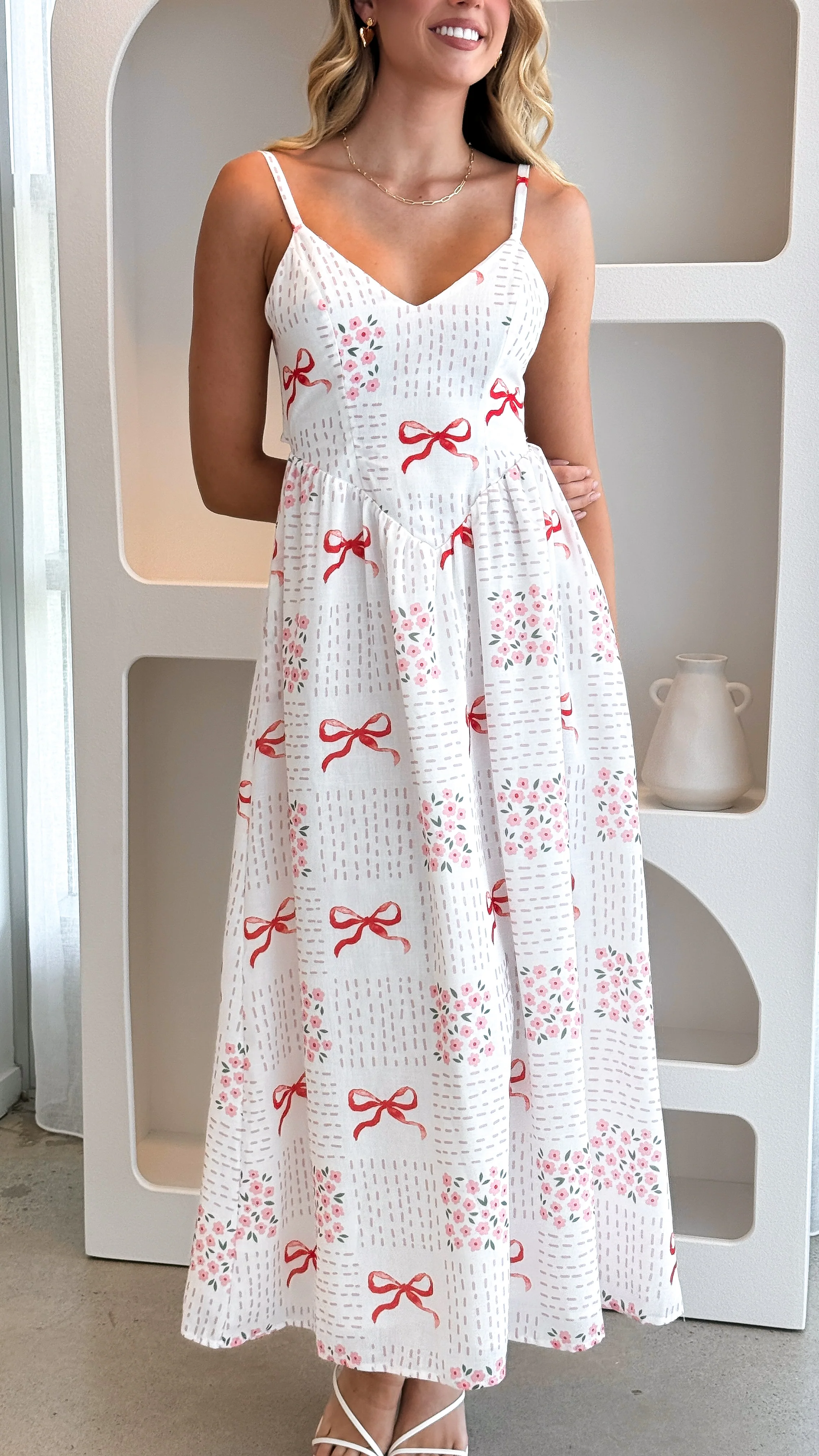 Georgina Maxi Dress - Sweet Bow Pink