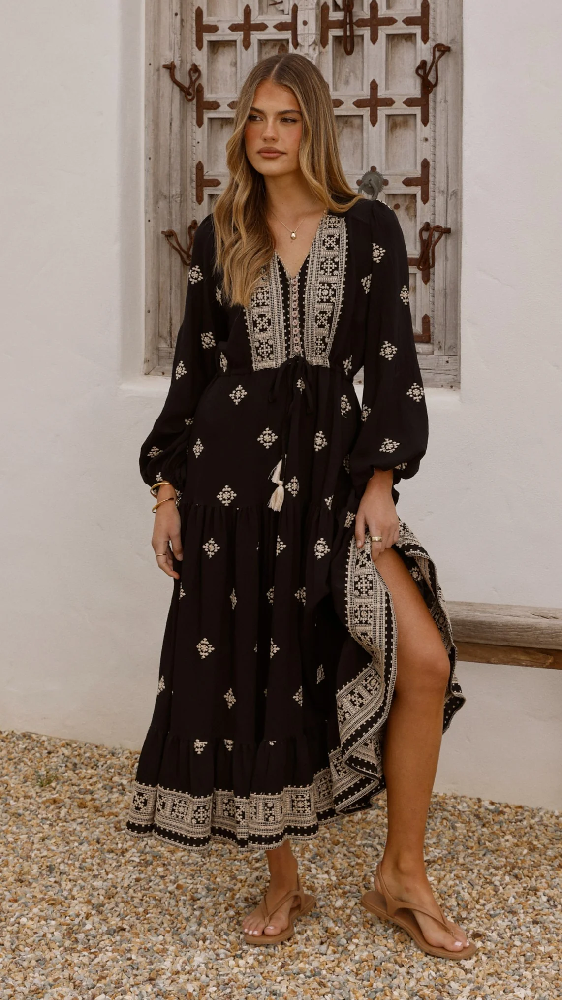 Ellarose Maxi Dress - Black/Beige