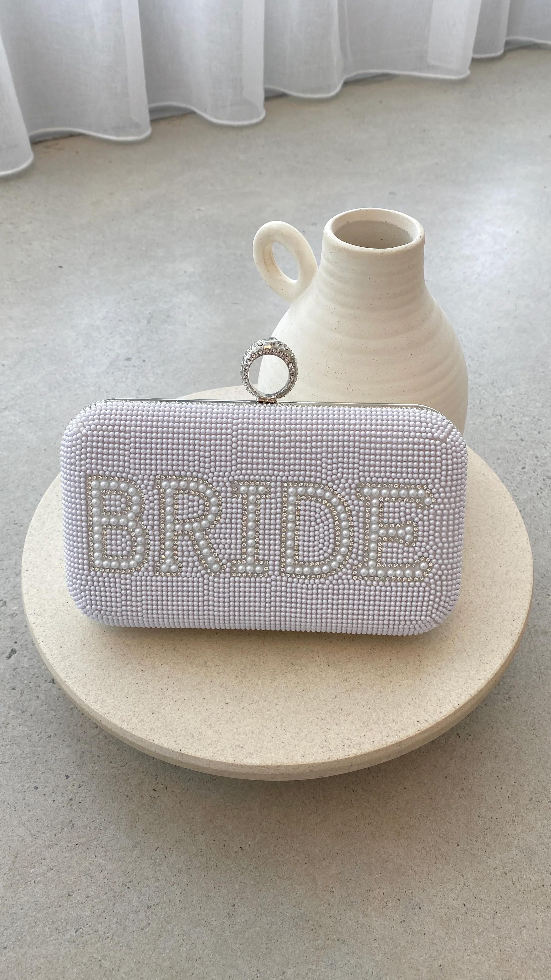 Bride To Be Sequin Clutch - White/Silver