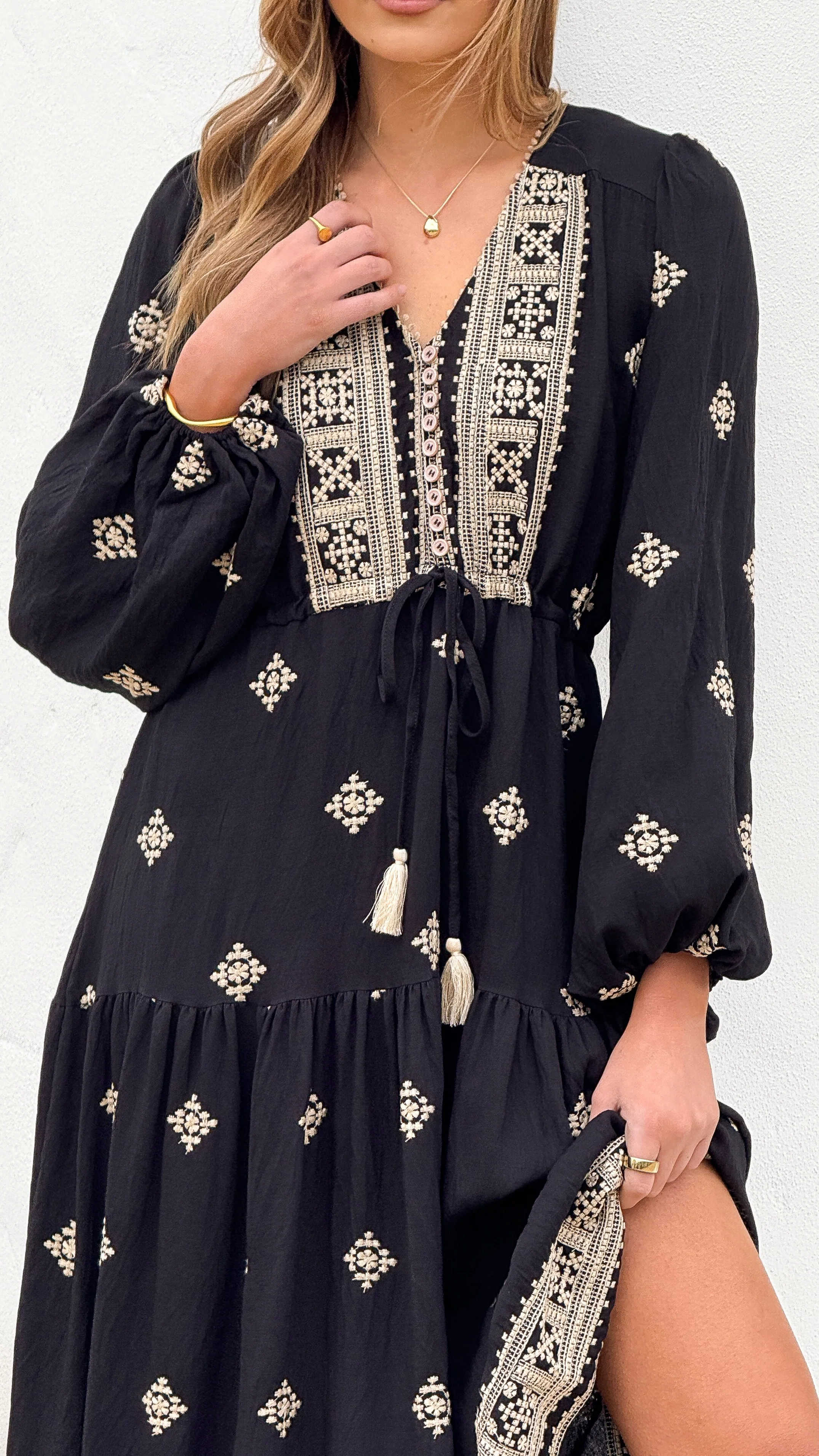 Ellarose Maxi Dress - Black/Beige