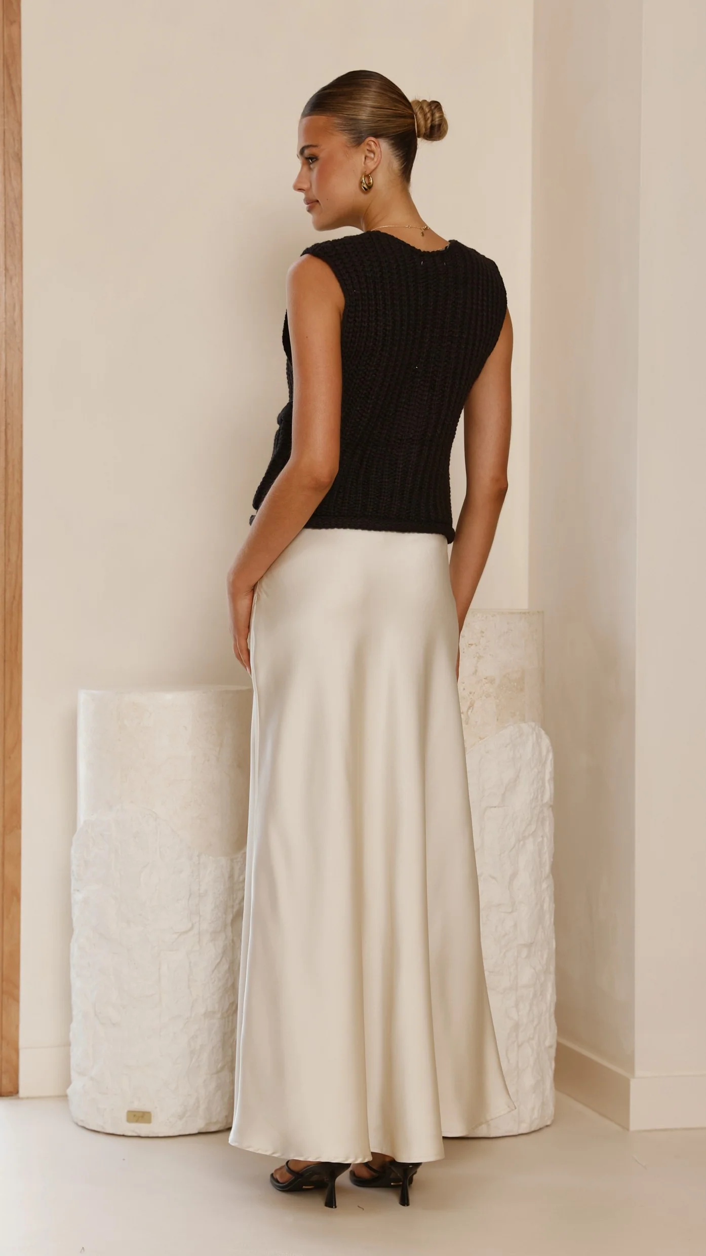 Darina Bias Cut Maxi Skirt - Champagne