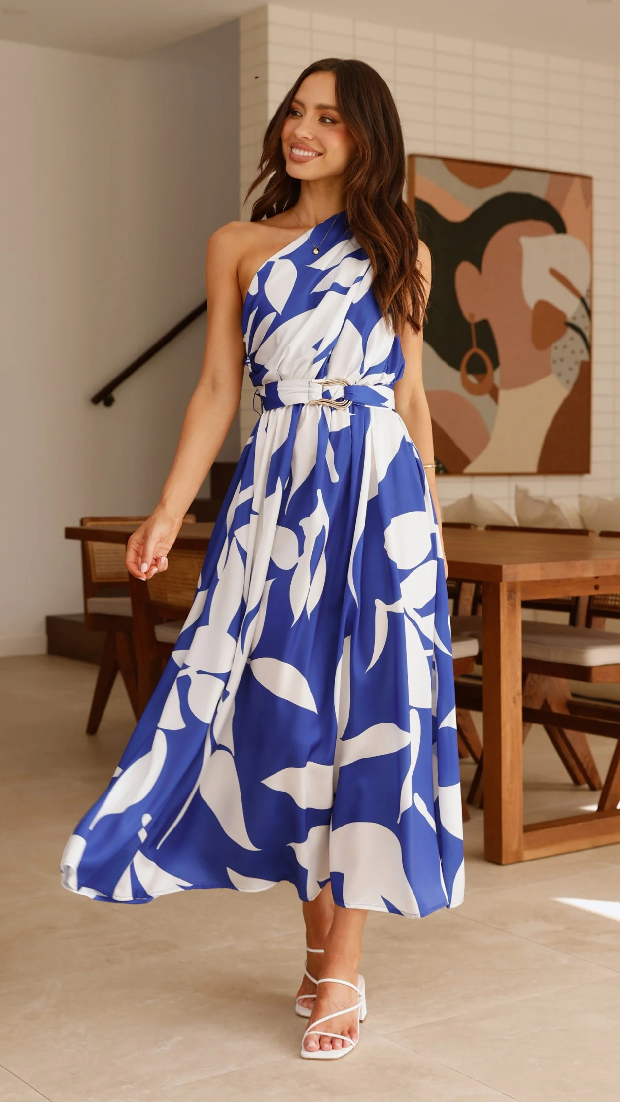 Hadas Maxi Dress - Cobalt/White Print