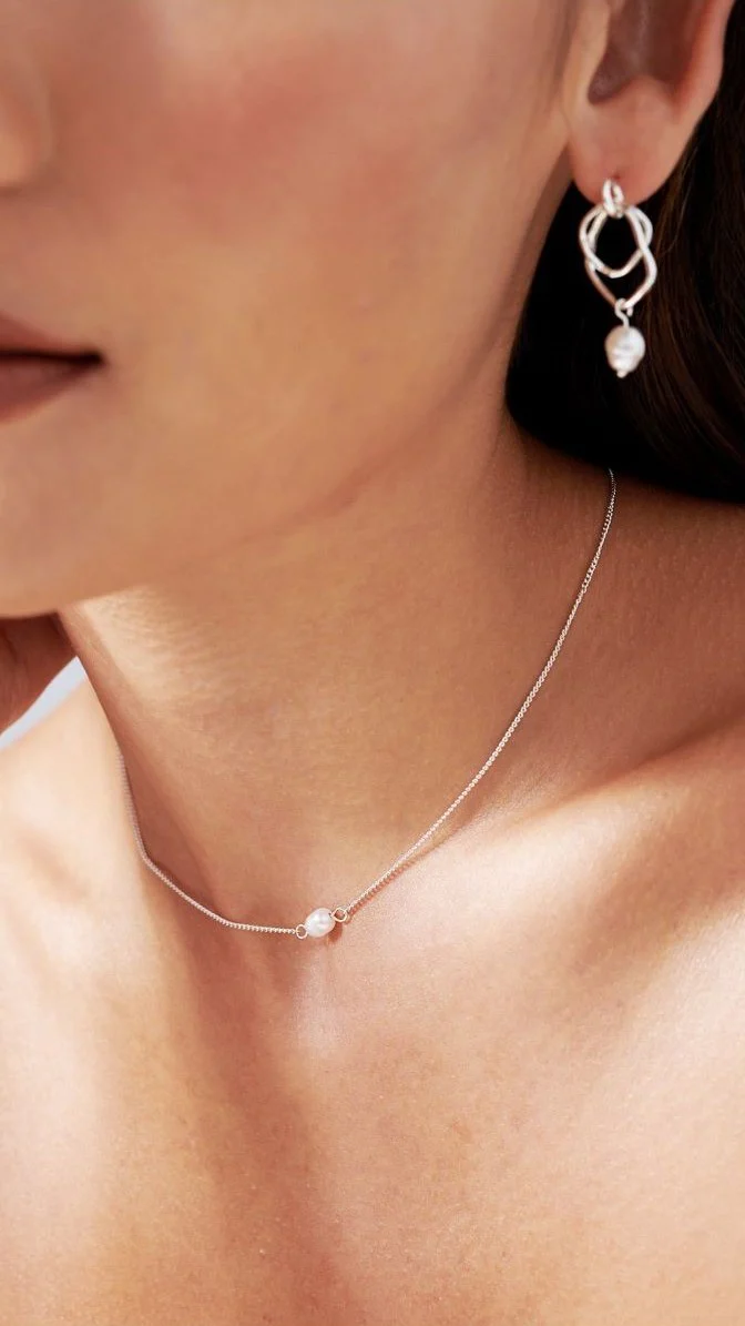 Kimmy Necklace - Silver/Pearl