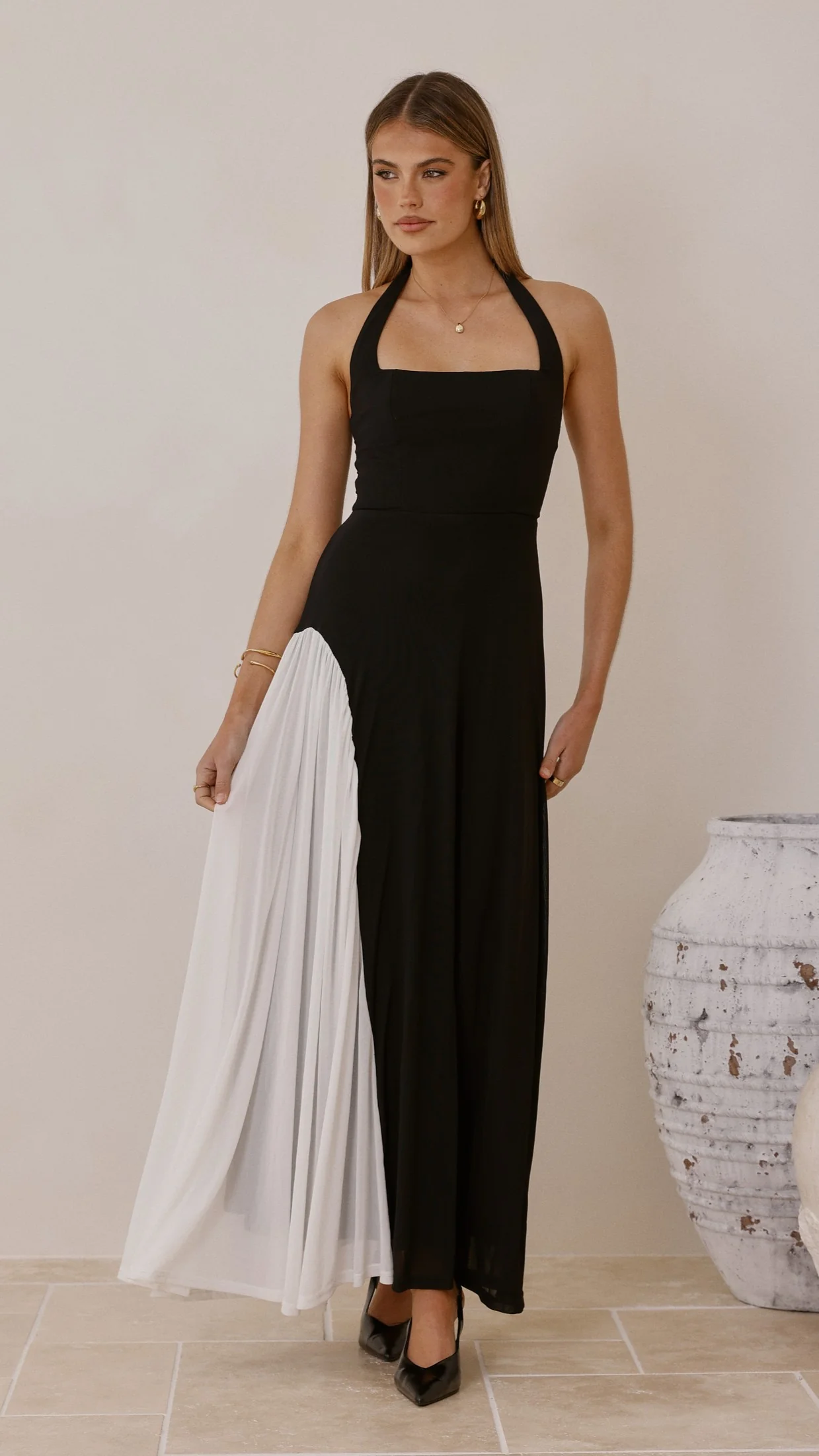 Cia Maxi Dress - Black/White