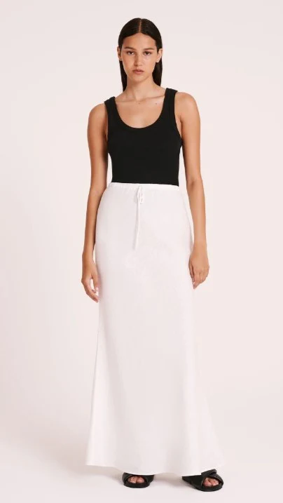 Amani Linen Maxi Skirt - White
