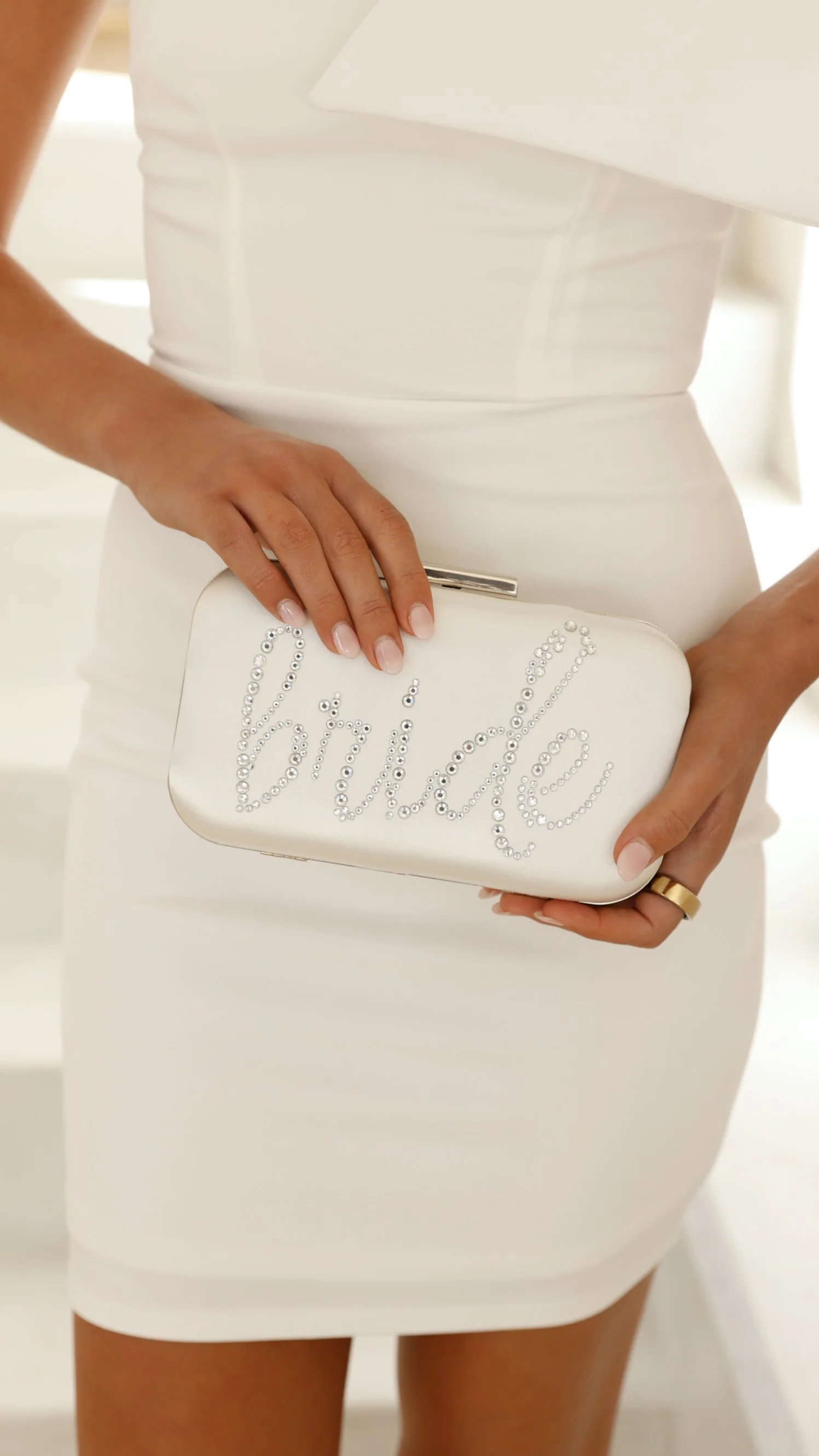 Bride To Be Satin Clutch - Silver