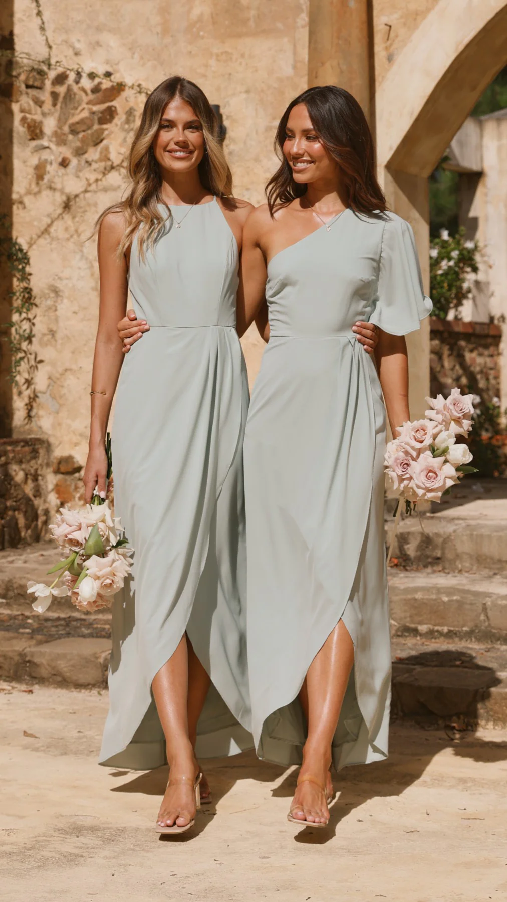 Emma One Sleeve Maxi Dress - Sage