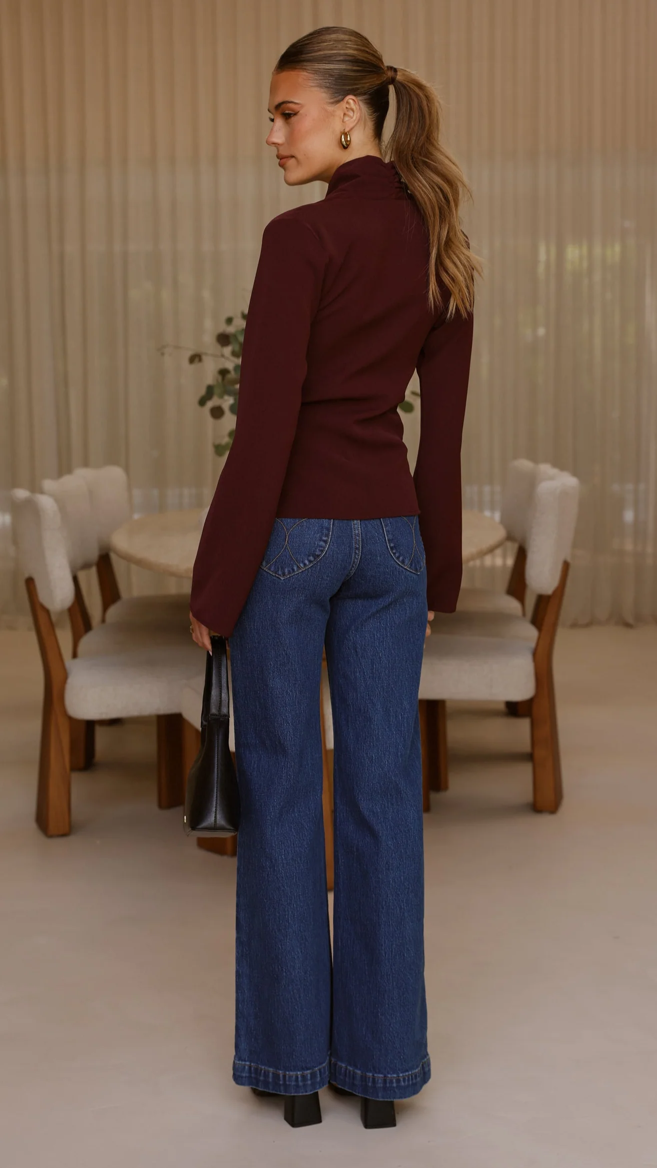 Lani Open Front Top - Burgundy