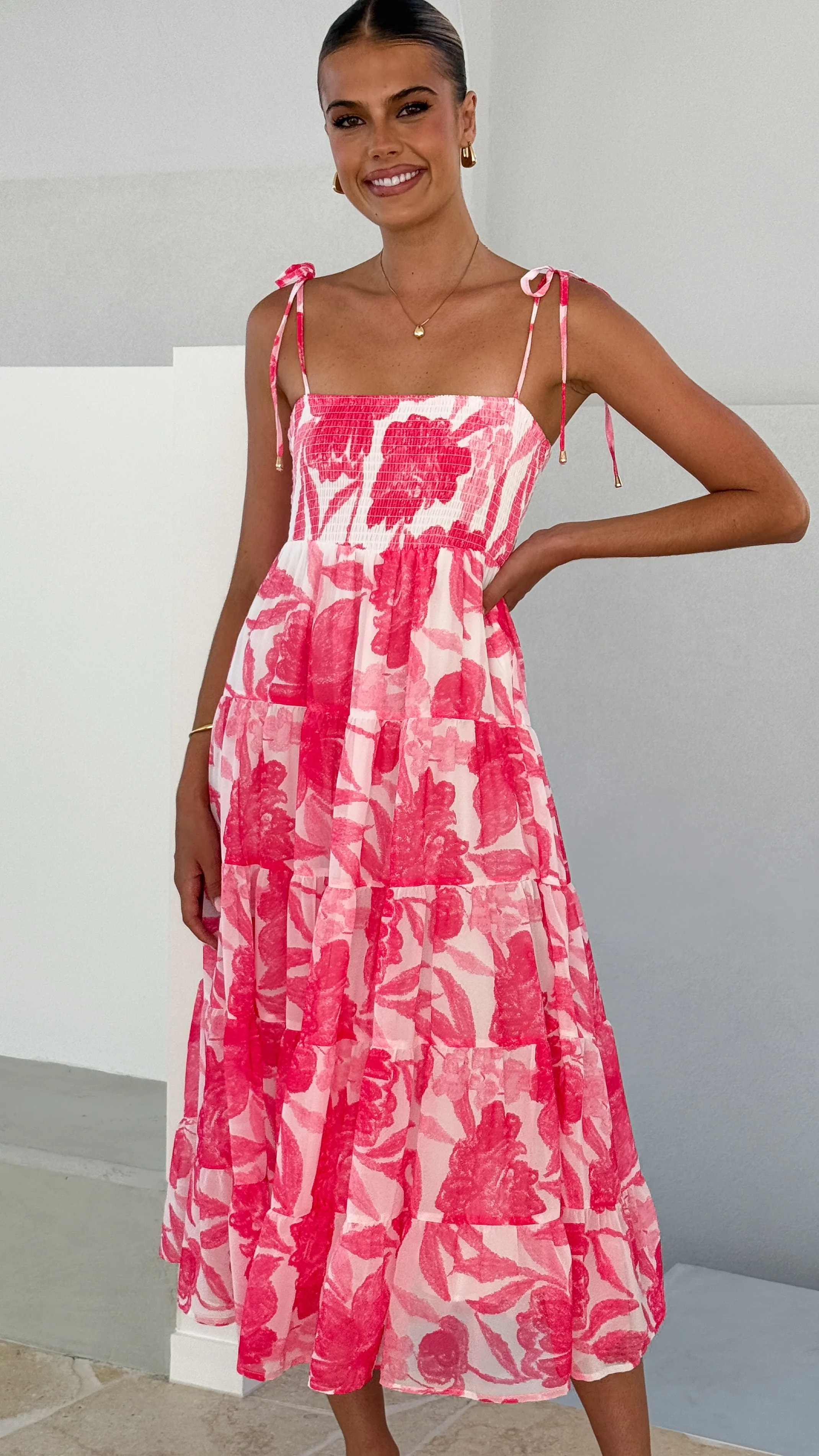 Gwynne Maxi Dress - Pink Print