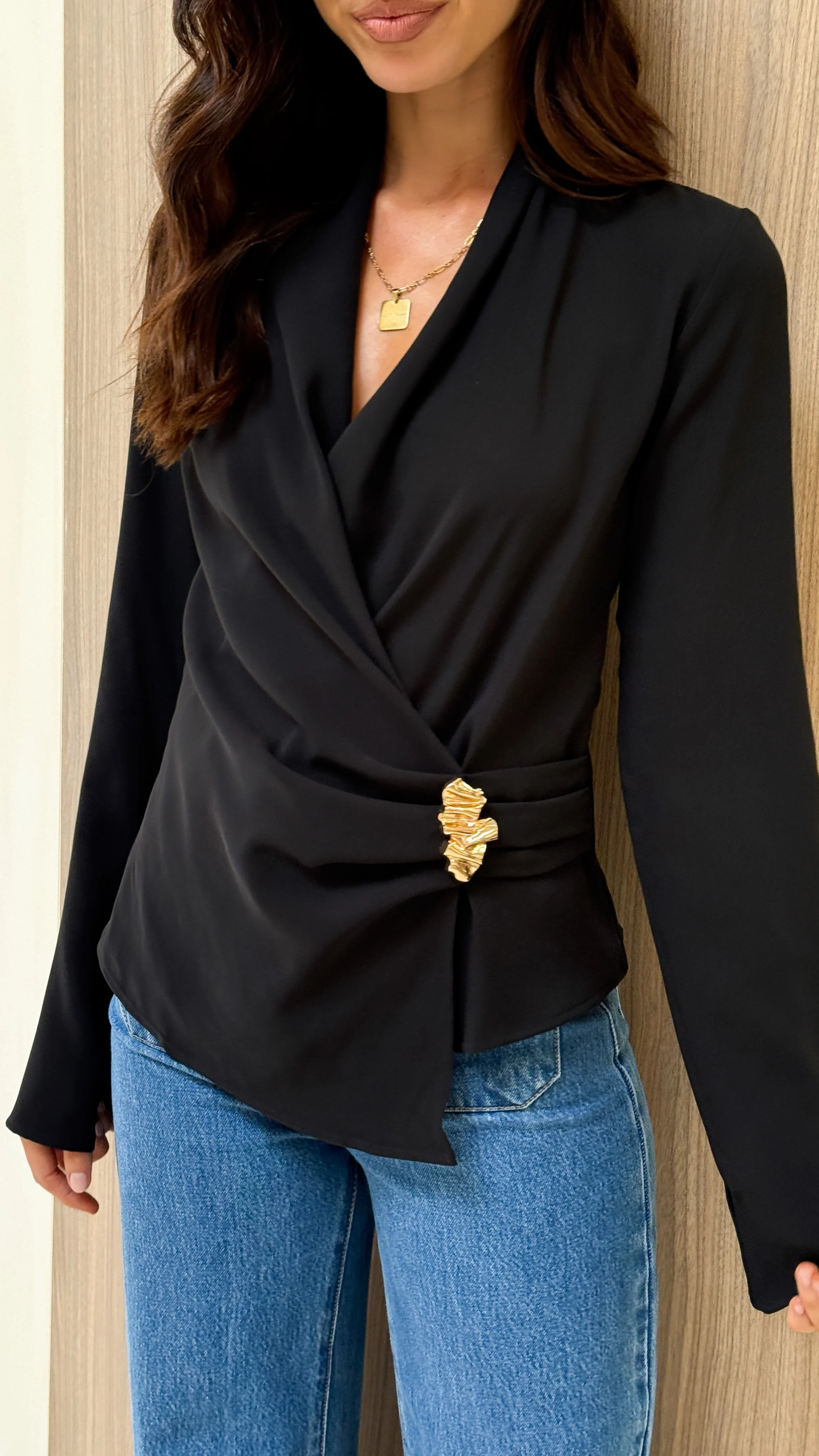 Lani Open Front Top - Black