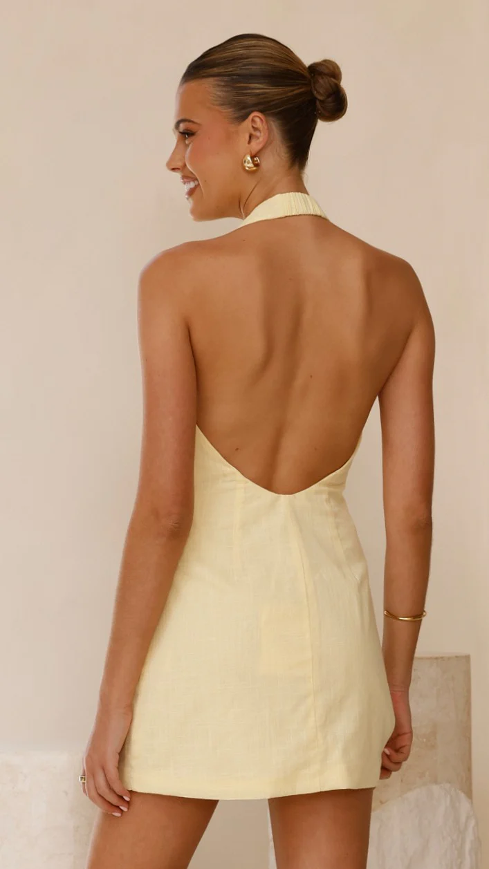 Halzie Mini Dress - Lemon