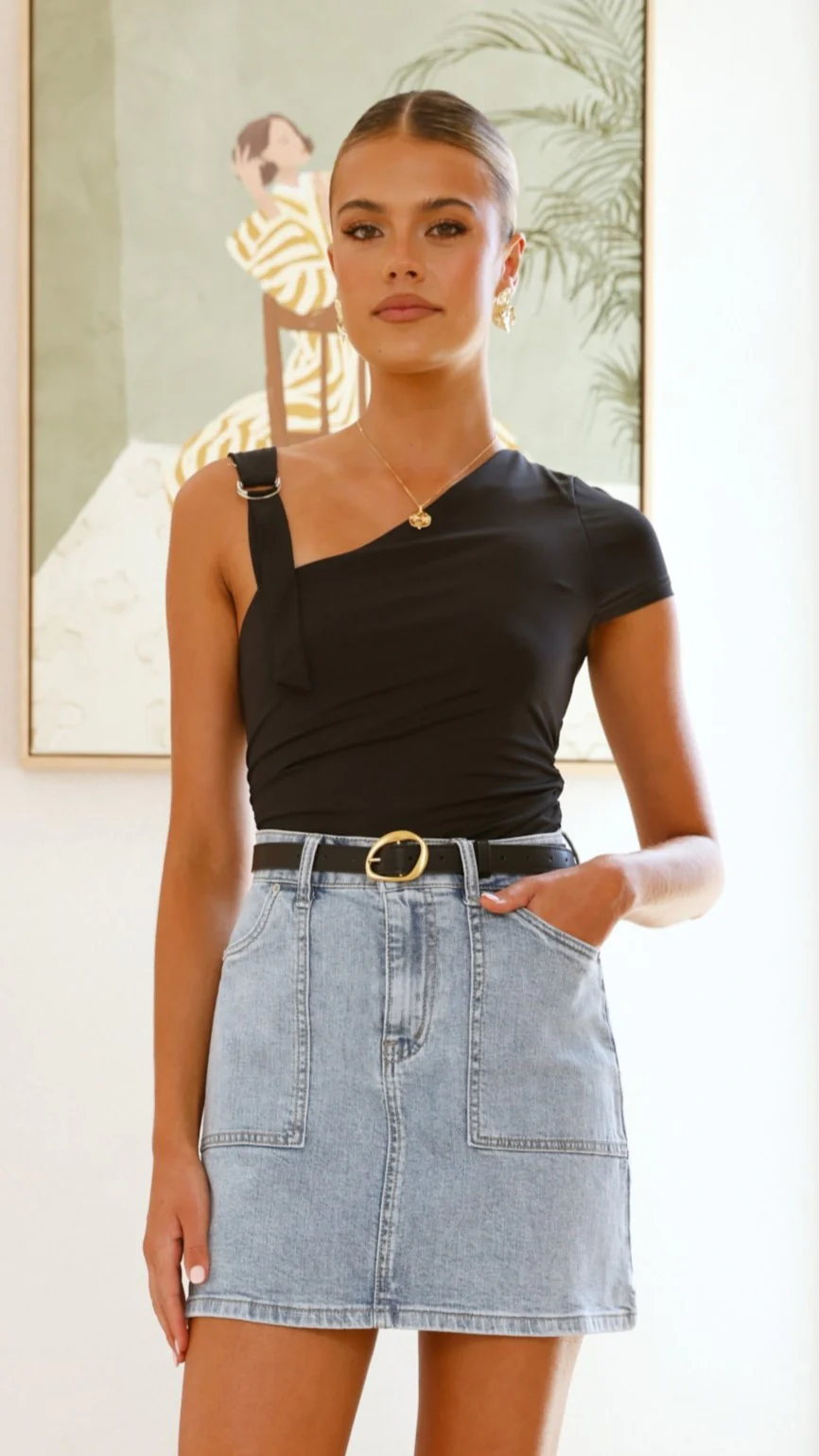 Huston Mini Skirt - Light Blue Denim