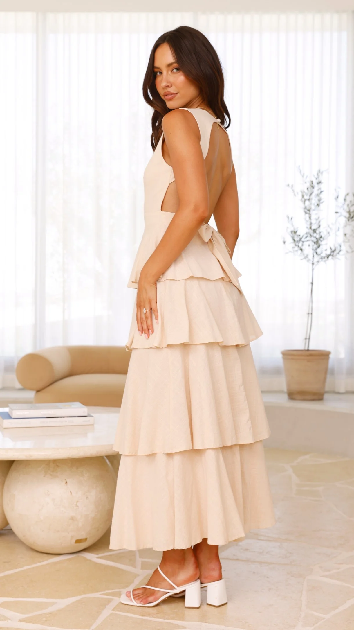 Anastasia Backless Maxi Dress - Oat