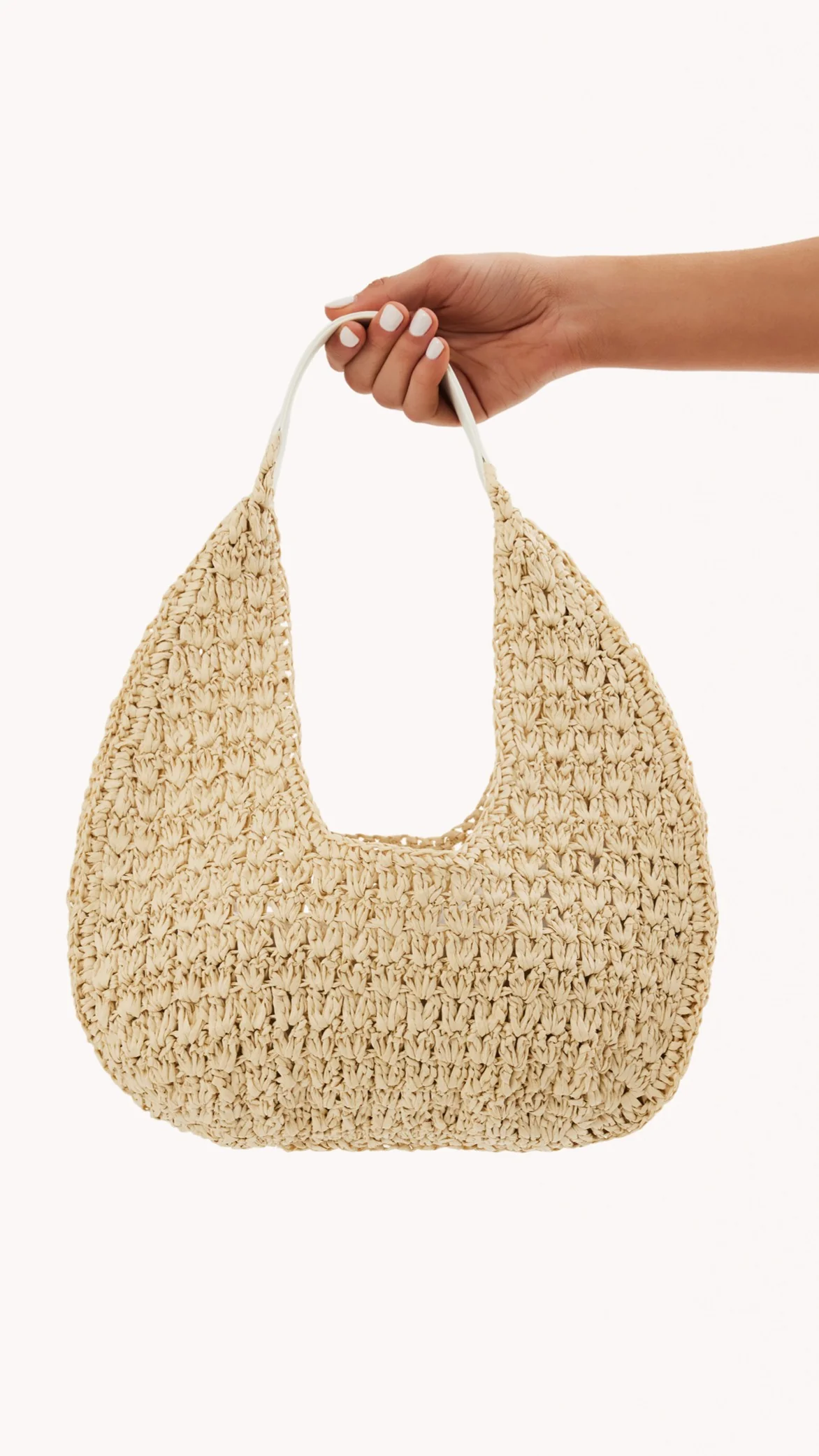 Jasmine Shoulder Bag - Natural Raffia-White