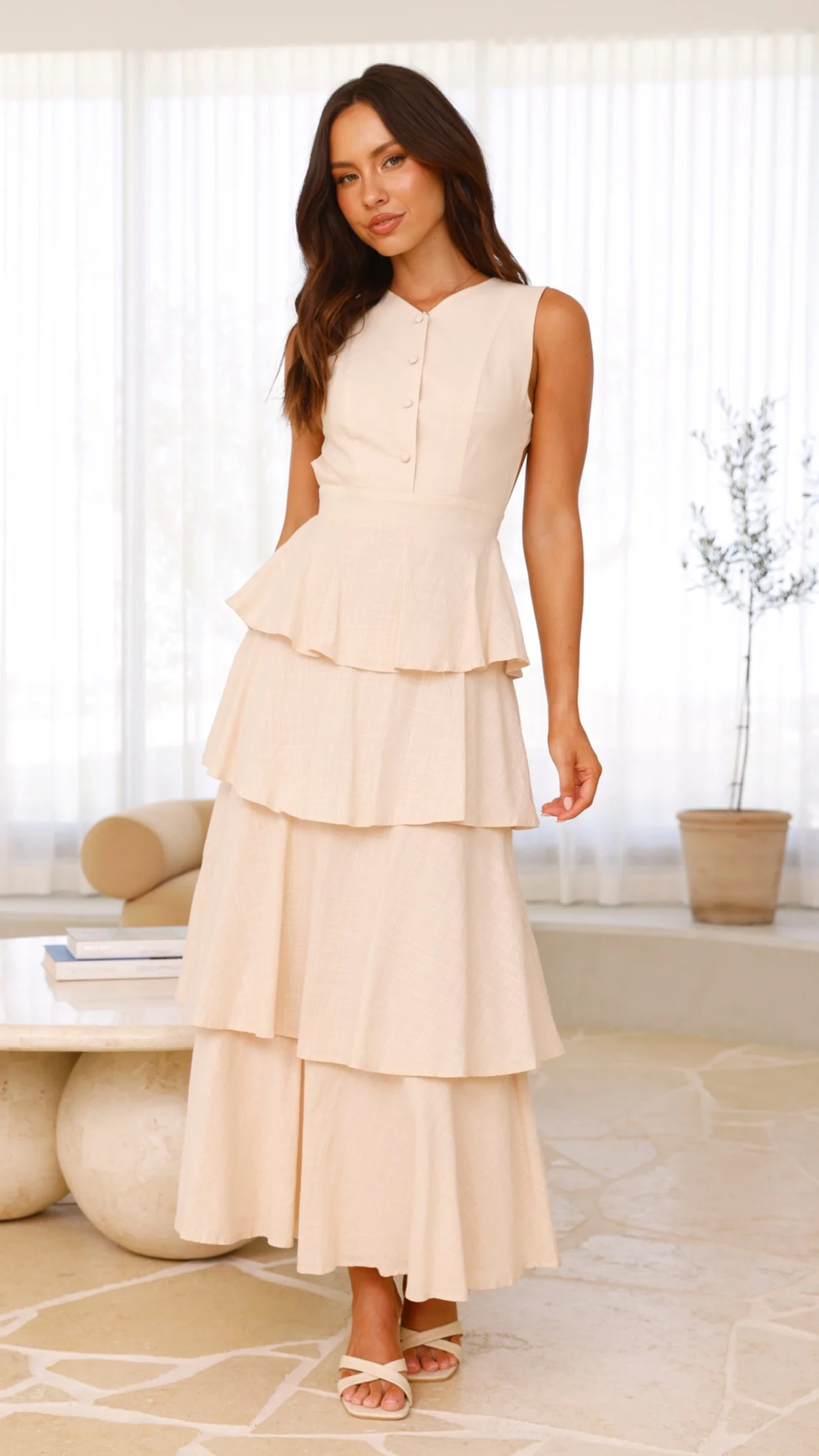 Anastasia Backless Maxi Dress - Oat