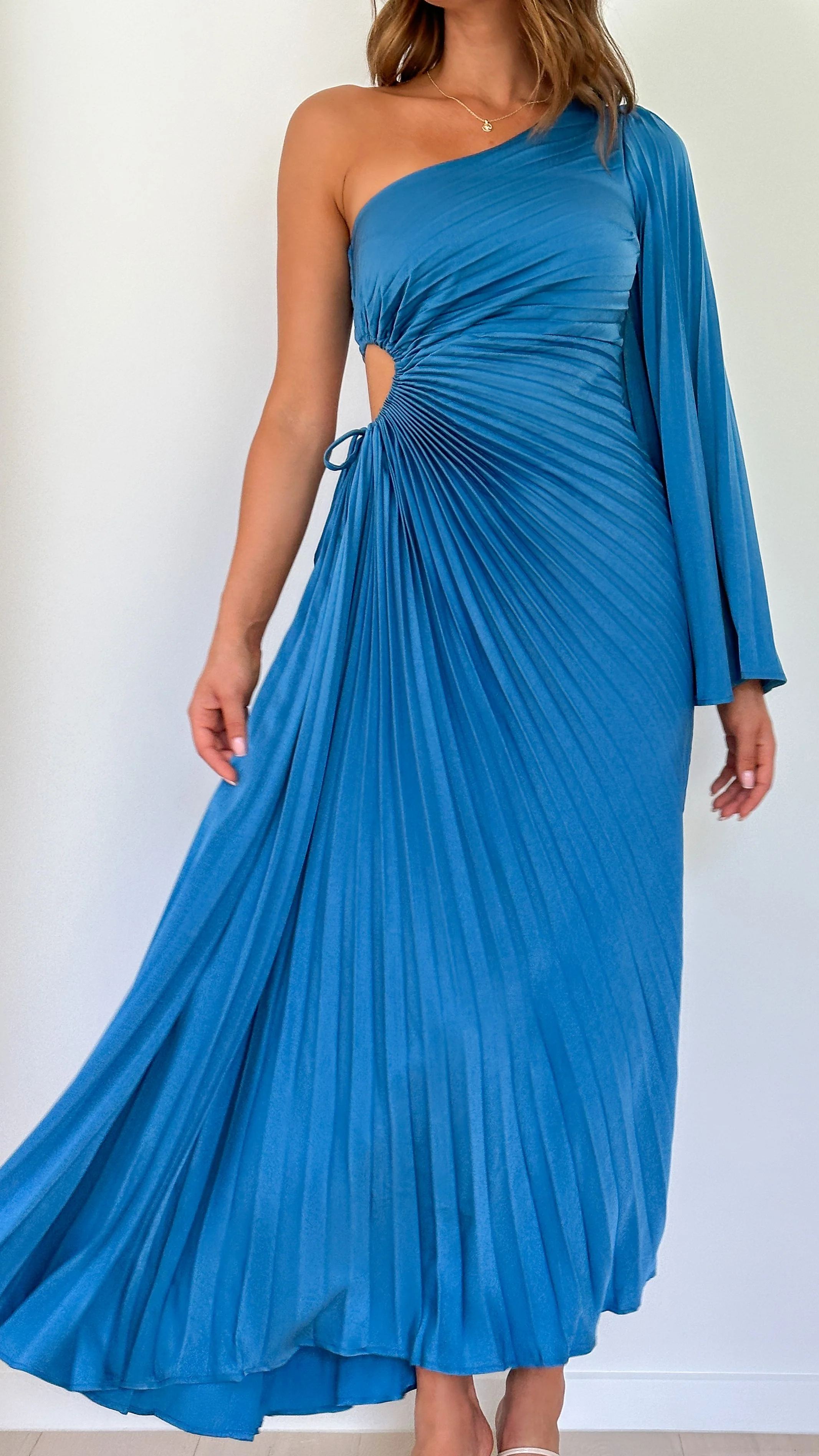 Gwen One Shoulder Maxi Dress - Blue