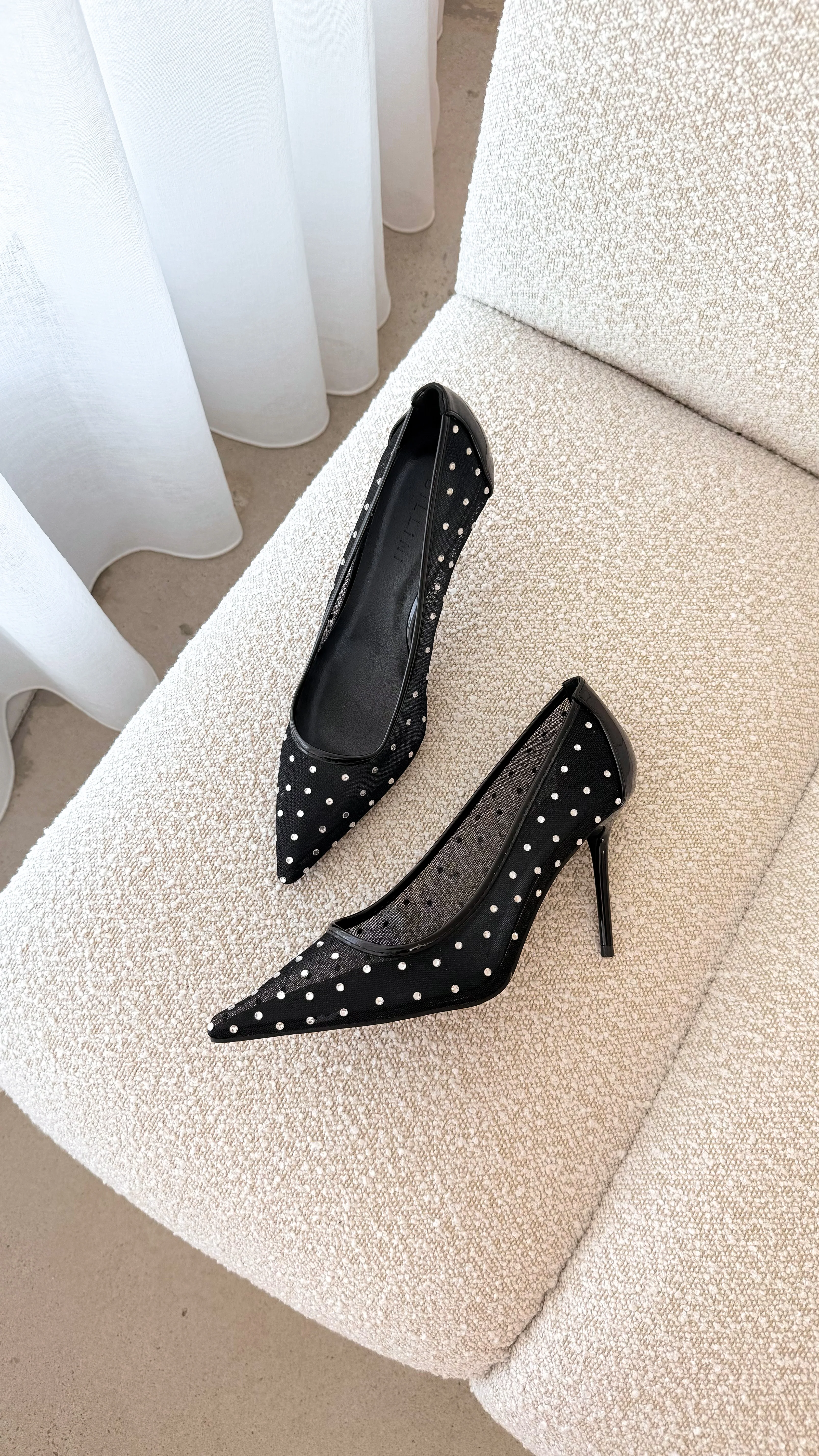 Lee Heels - Black Mesh Diamante
