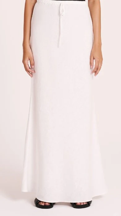 Amani Linen Maxi Skirt - White