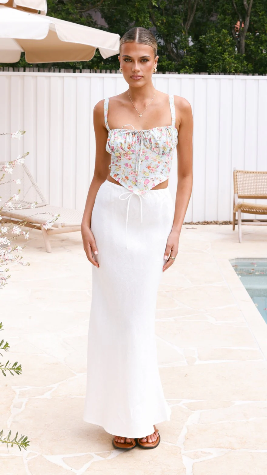 Amani Linen Maxi Skirt - White