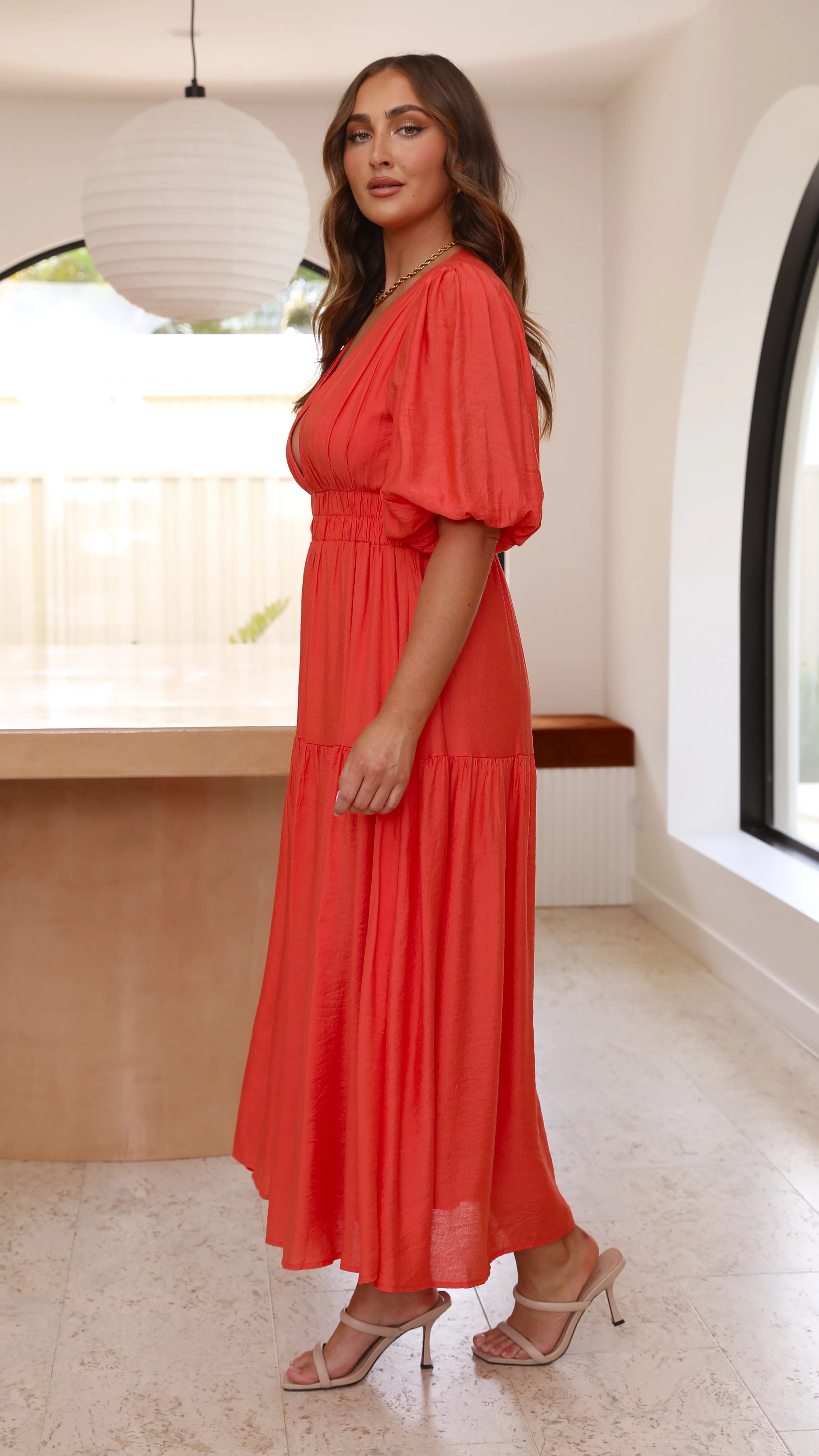 Erin Midi Dress - Melon