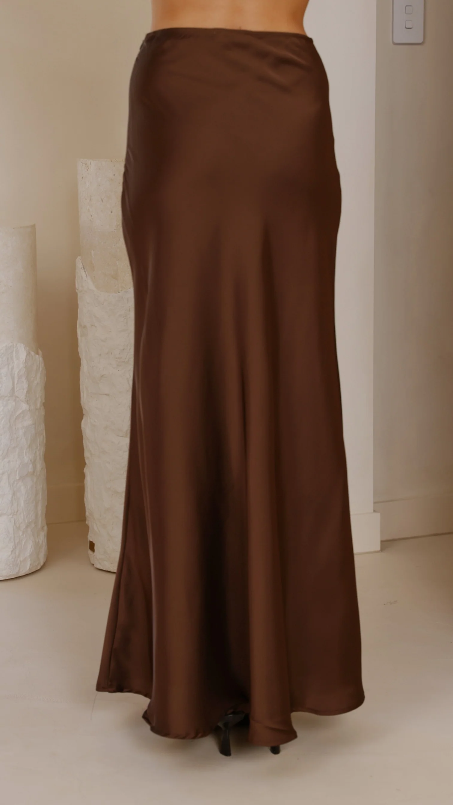 Darina Bias Cut Maxi Skirt - Chocolate
