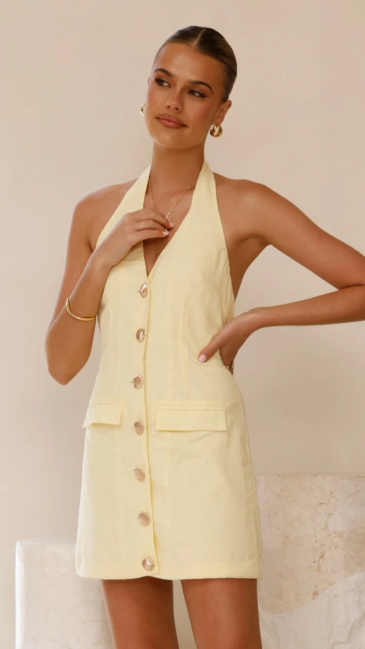 Halzie Mini Dress - Lemon