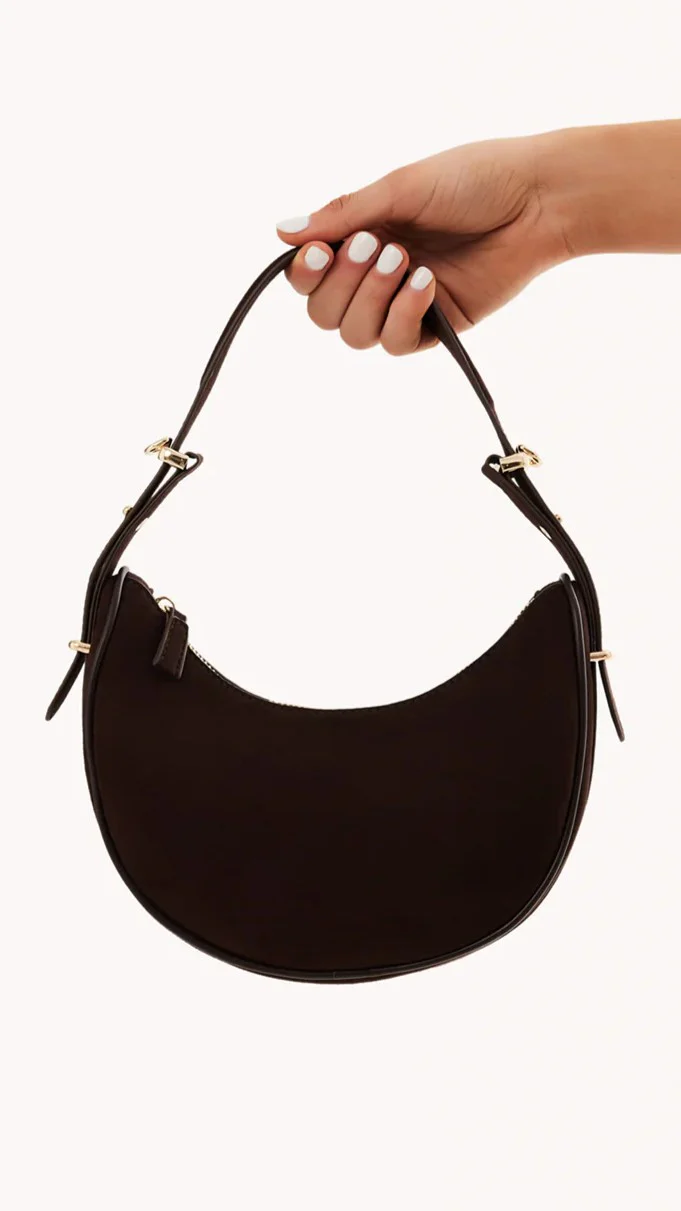 Halo Shoulder Bag - Chocolate Suede