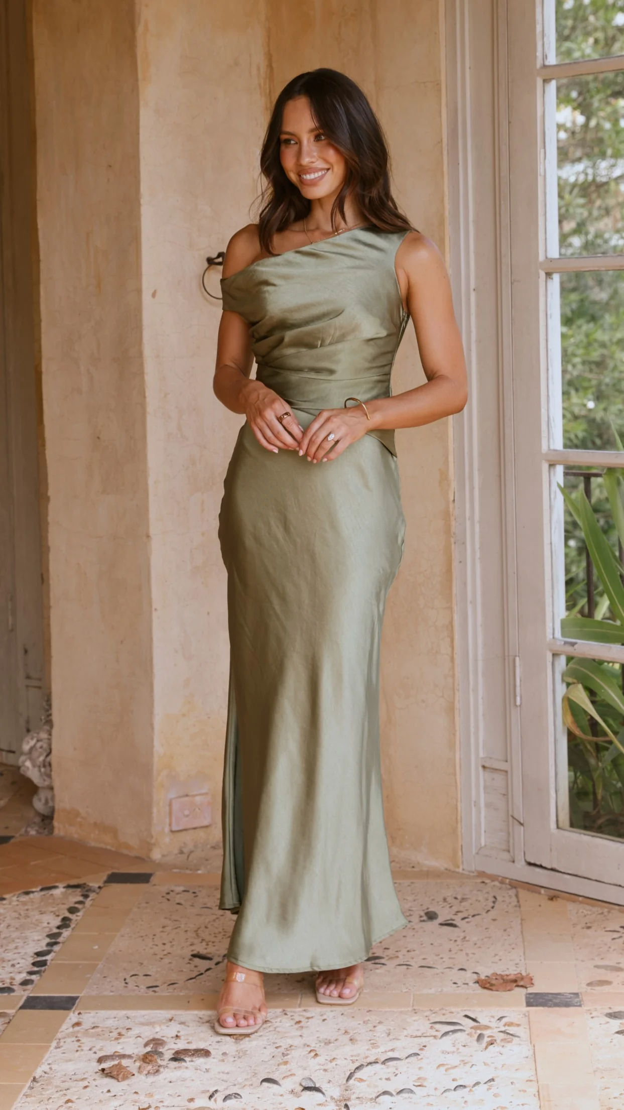 Auria Off Shoulder Maxi Dress - Olive