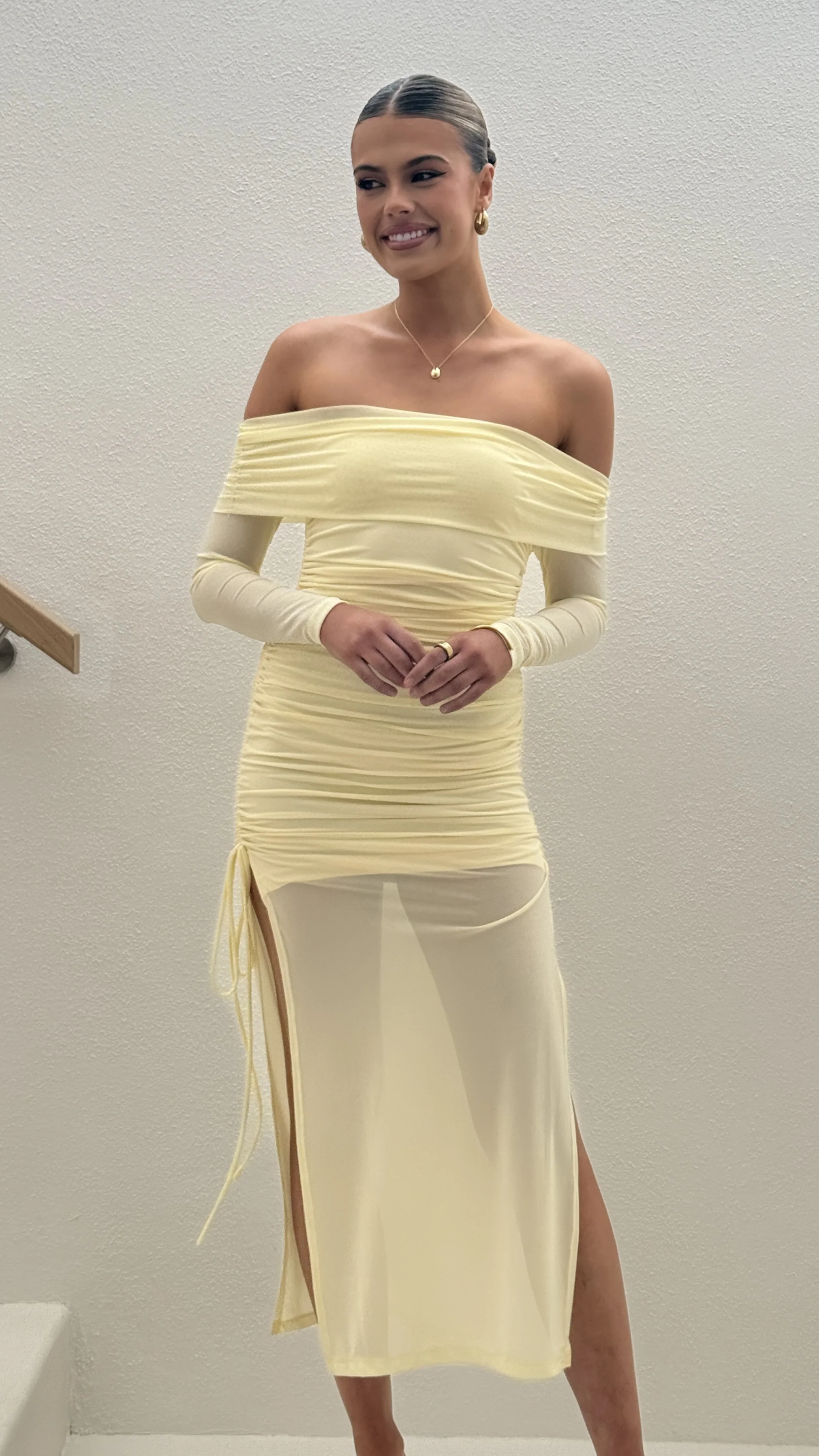 Isadora Off Shoulder Maxi Dress - Yellow