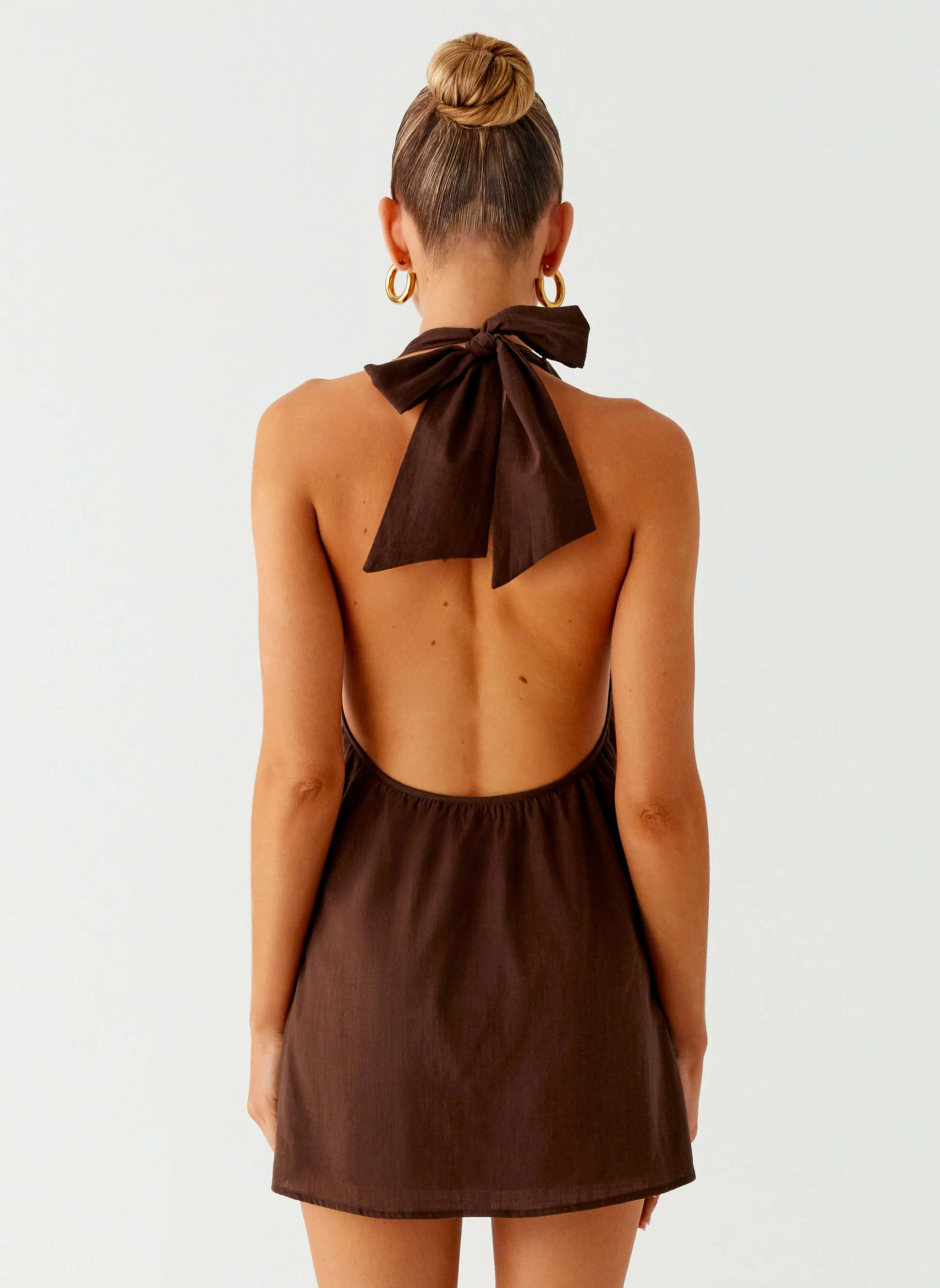 Jepsen Halter Mini Dress - Chocolate