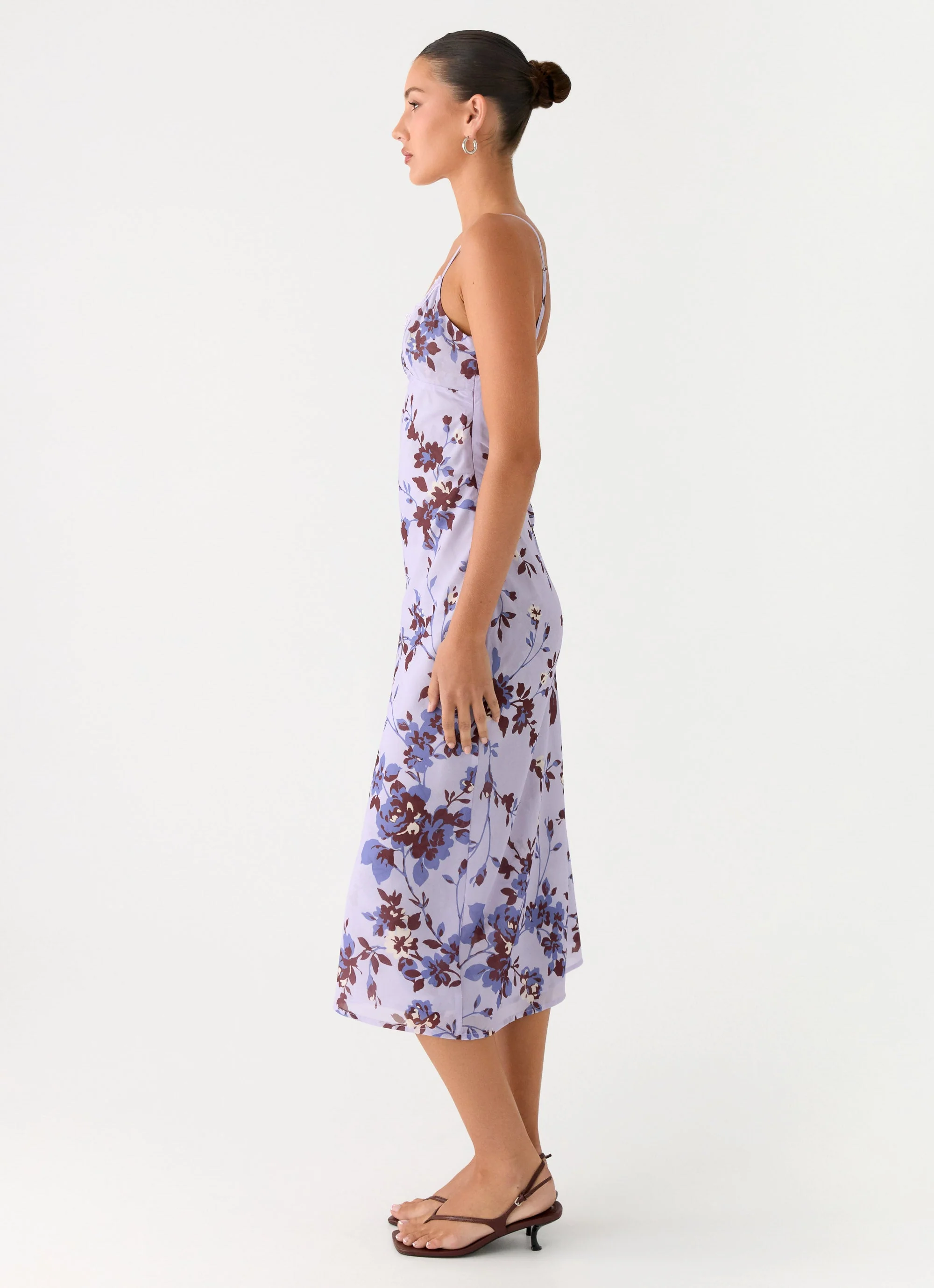 Bluma Lace Trim Midi Dress - Antique Lilac Floral
