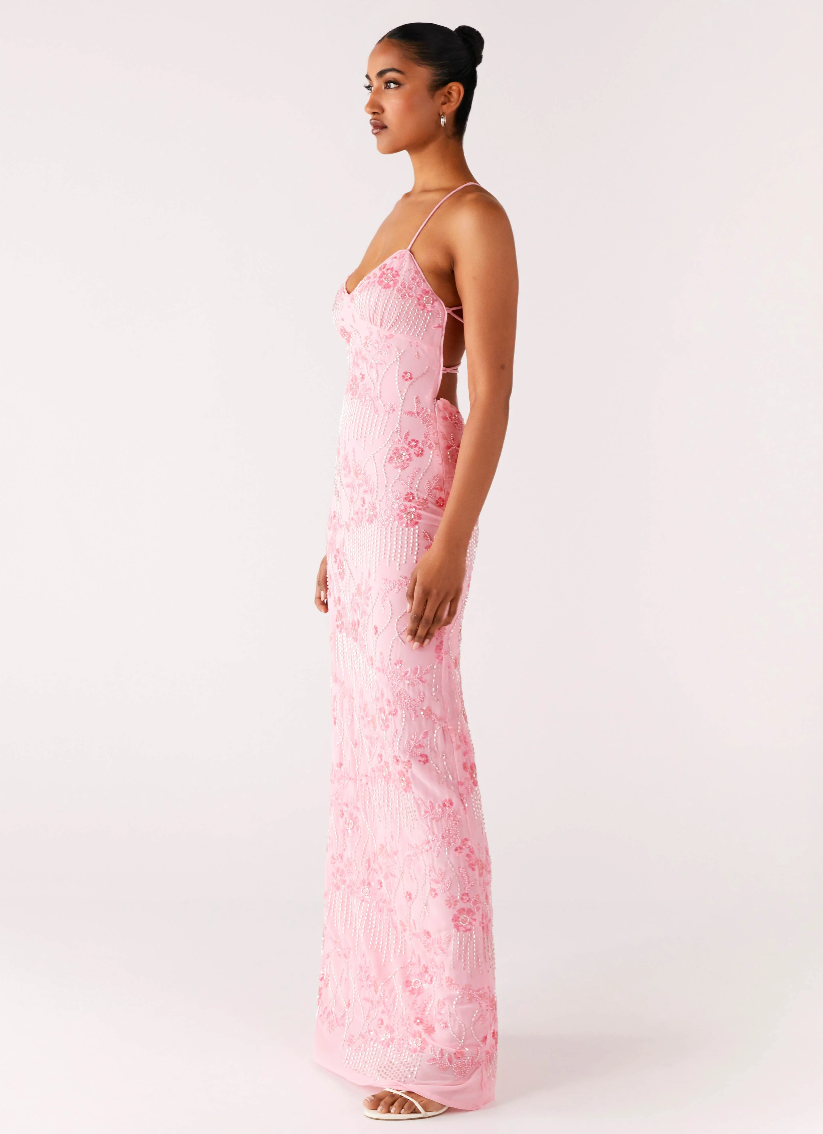 Vietta Sequin Cami Maxi Dress - Pink