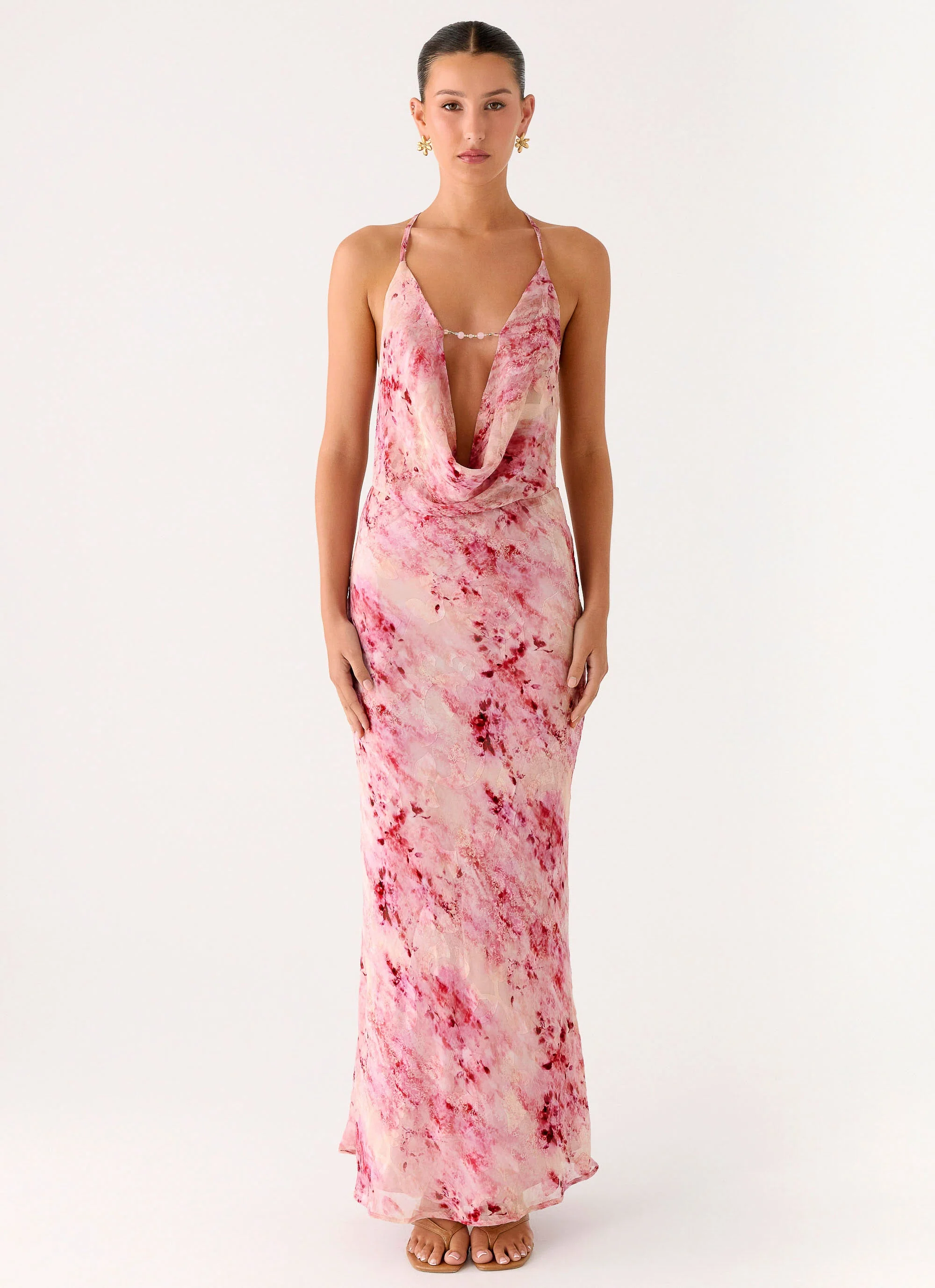 Pure Heart Cowl Maxi Dress - Pink